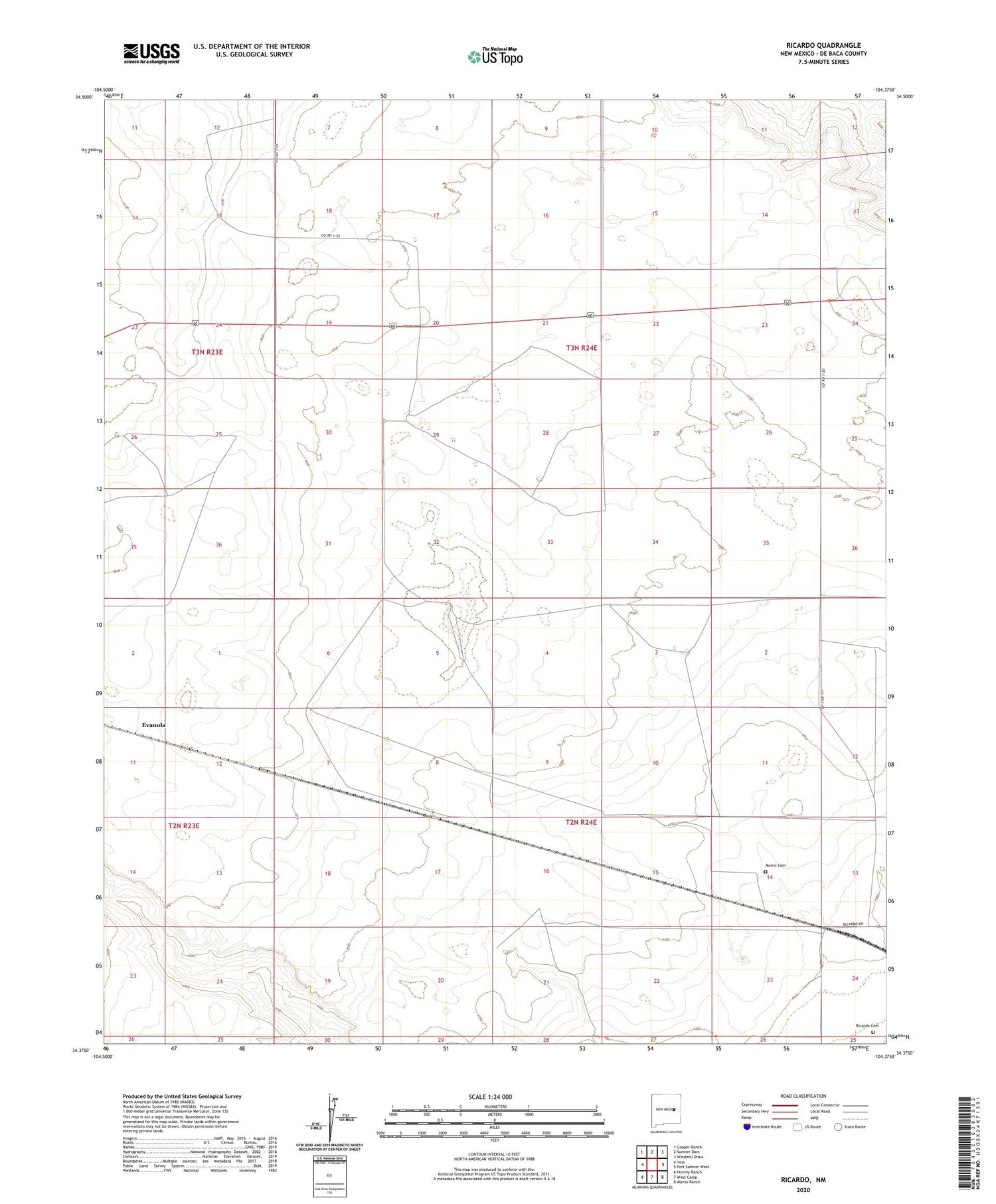 Ricardo New Mexico US Topo Map Image