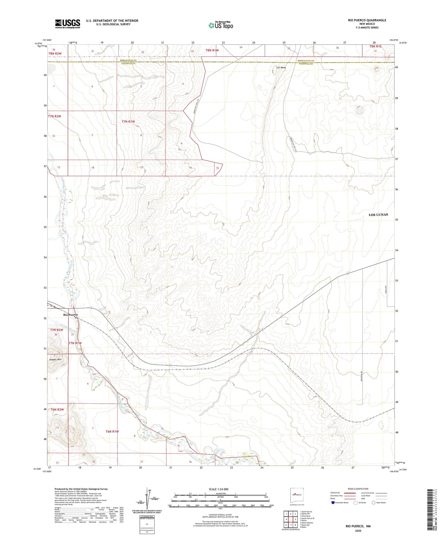 Rio Puerco New Mexico US Topo Map Image
