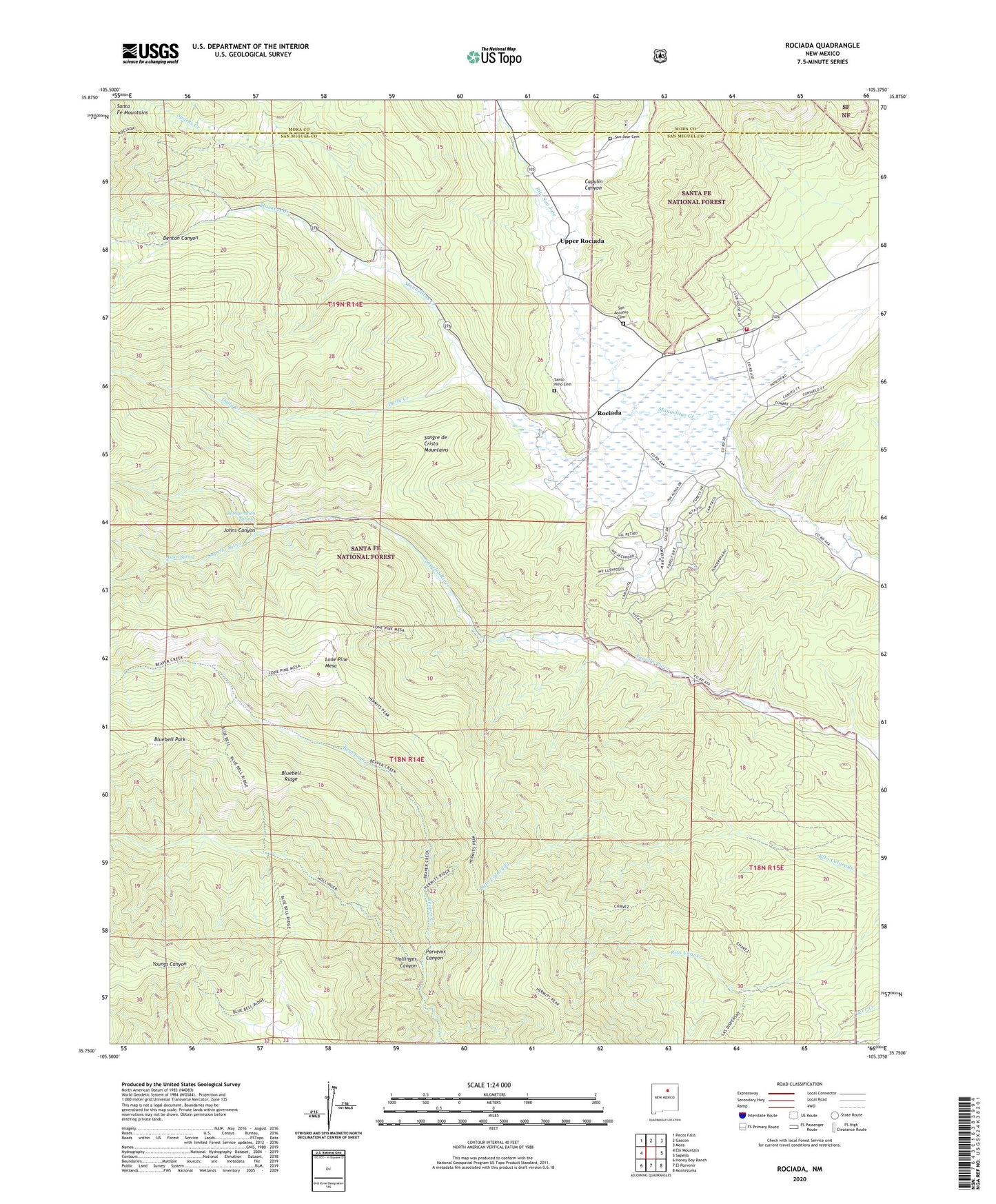Rociada New Mexico US Topo Map Image