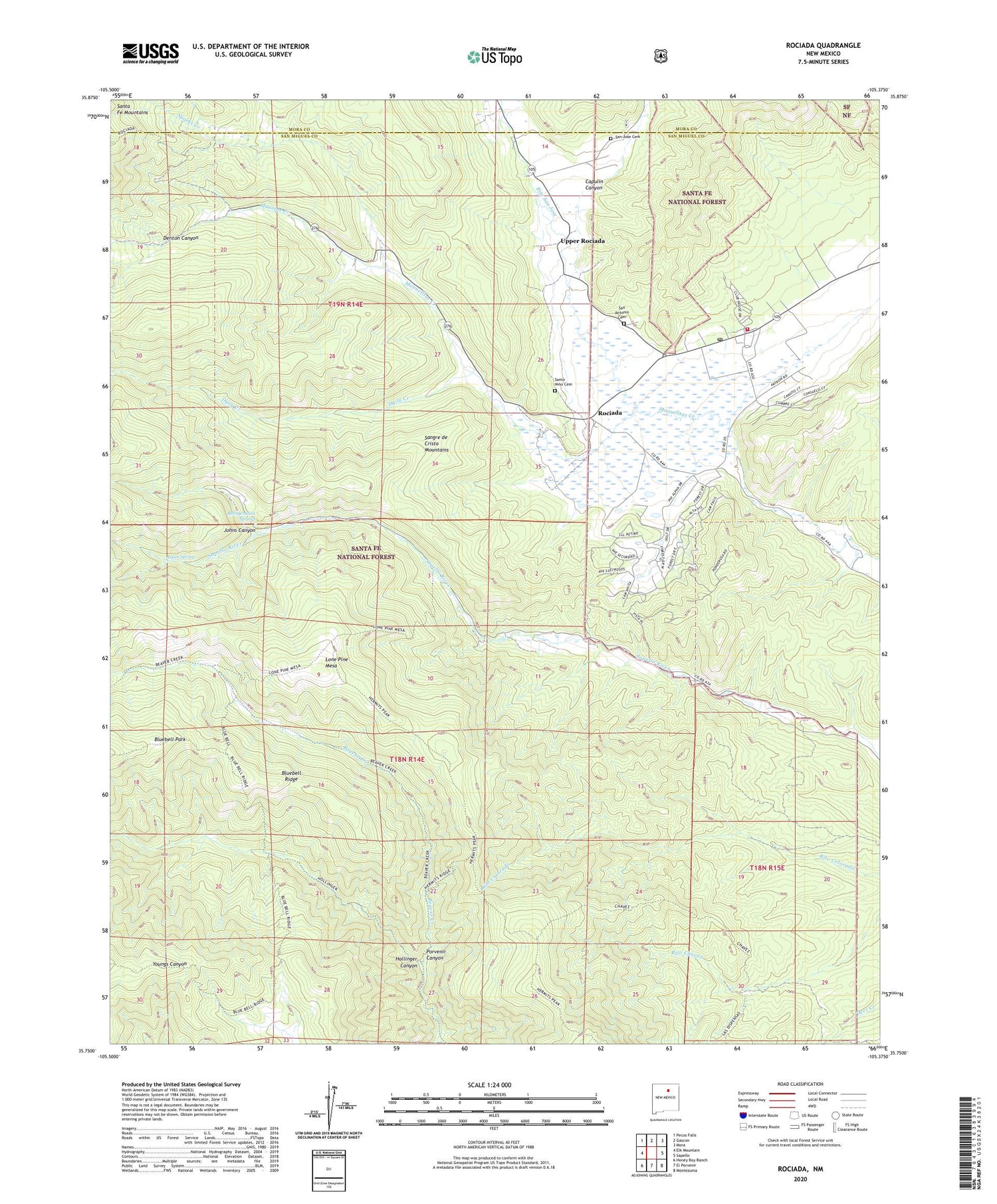 Rociada New Mexico US Topo Map Image