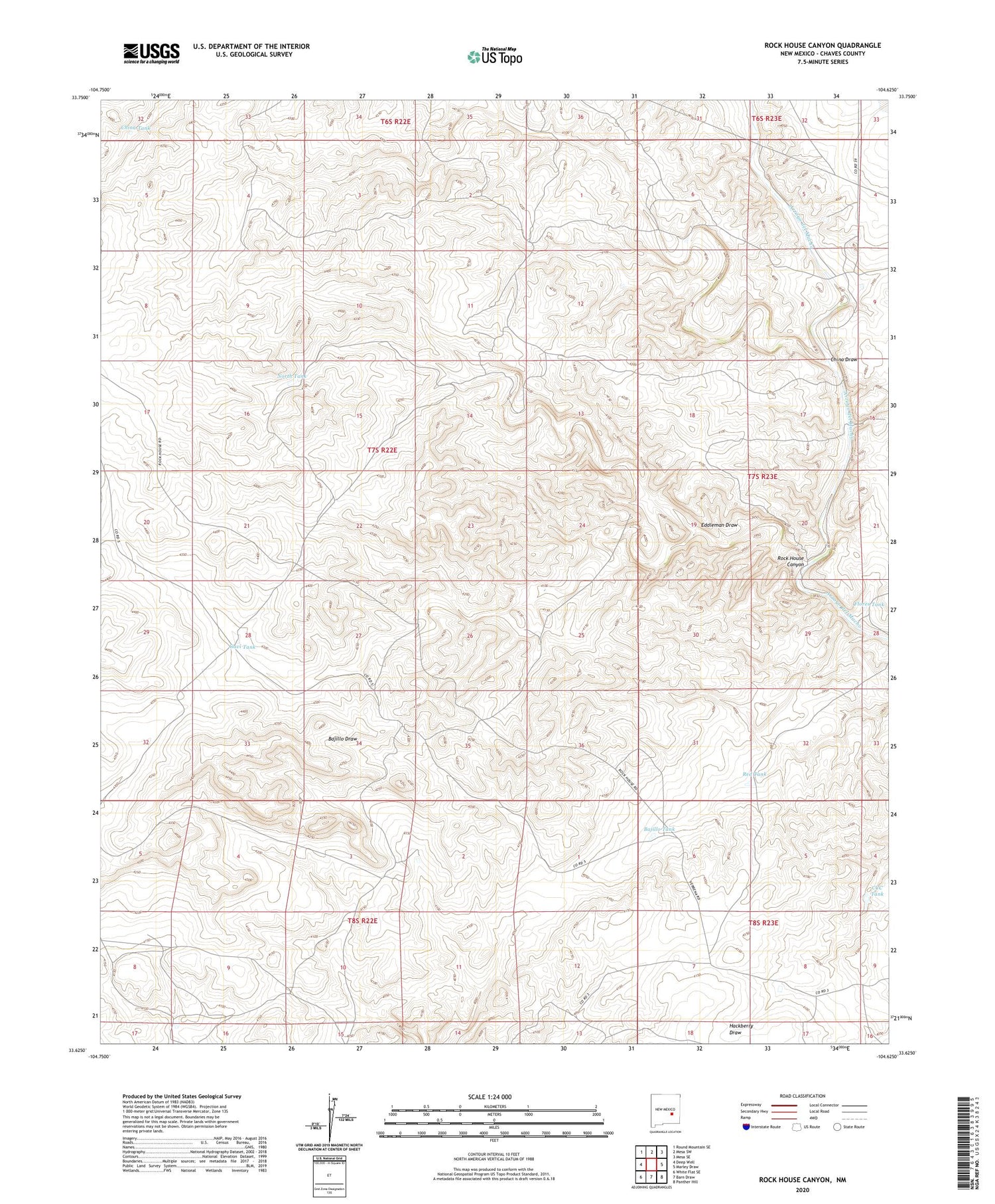 Rock House Canyon New Mexico US Topo Map Image