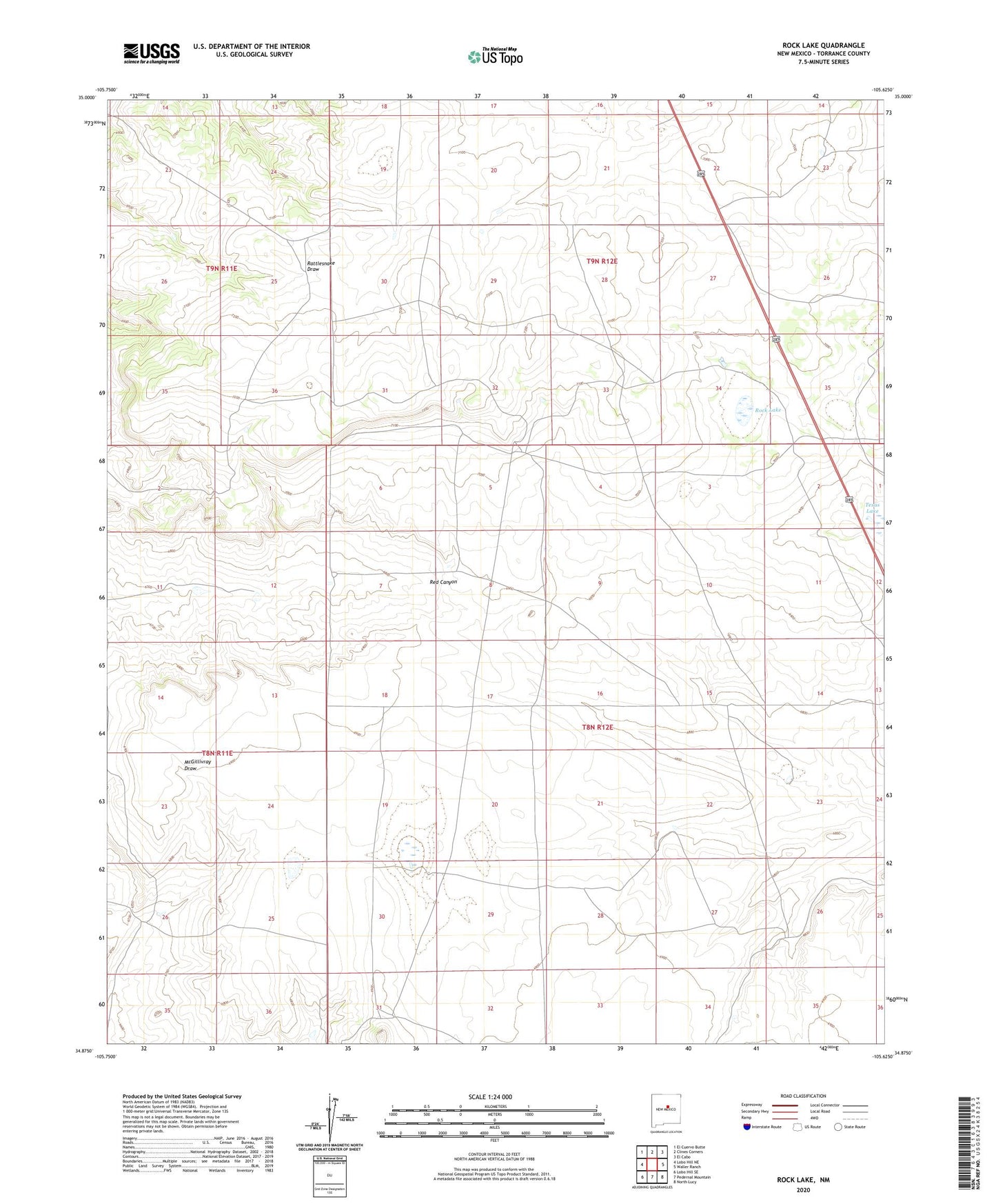 Rock Lake New Mexico US Topo Map Image