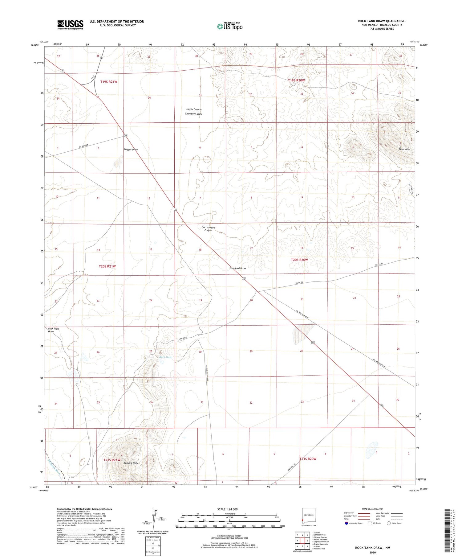 Rock Tank Draw New Mexico US Topo Map Image