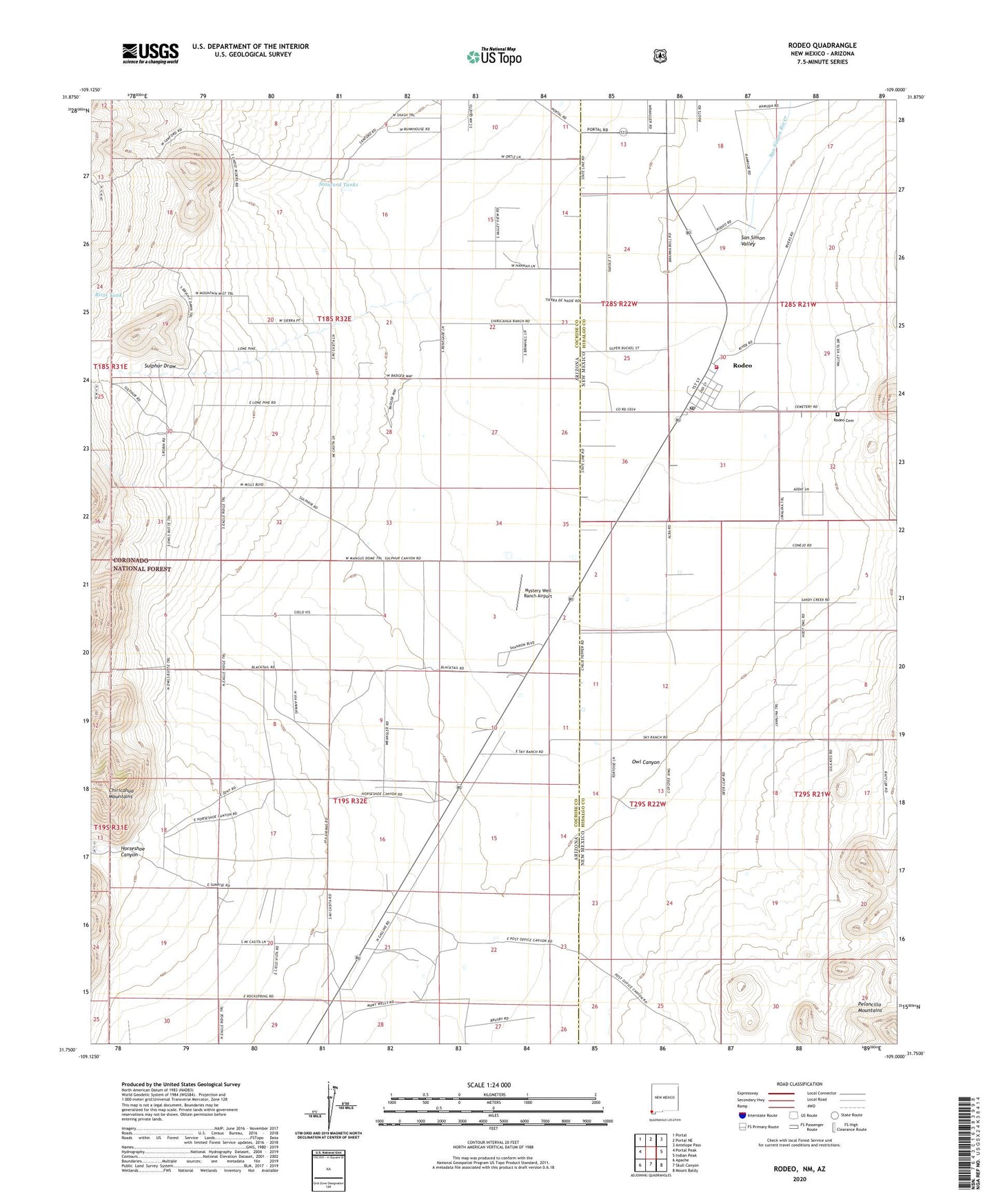 Rodeo New Mexico US Topo Map Image