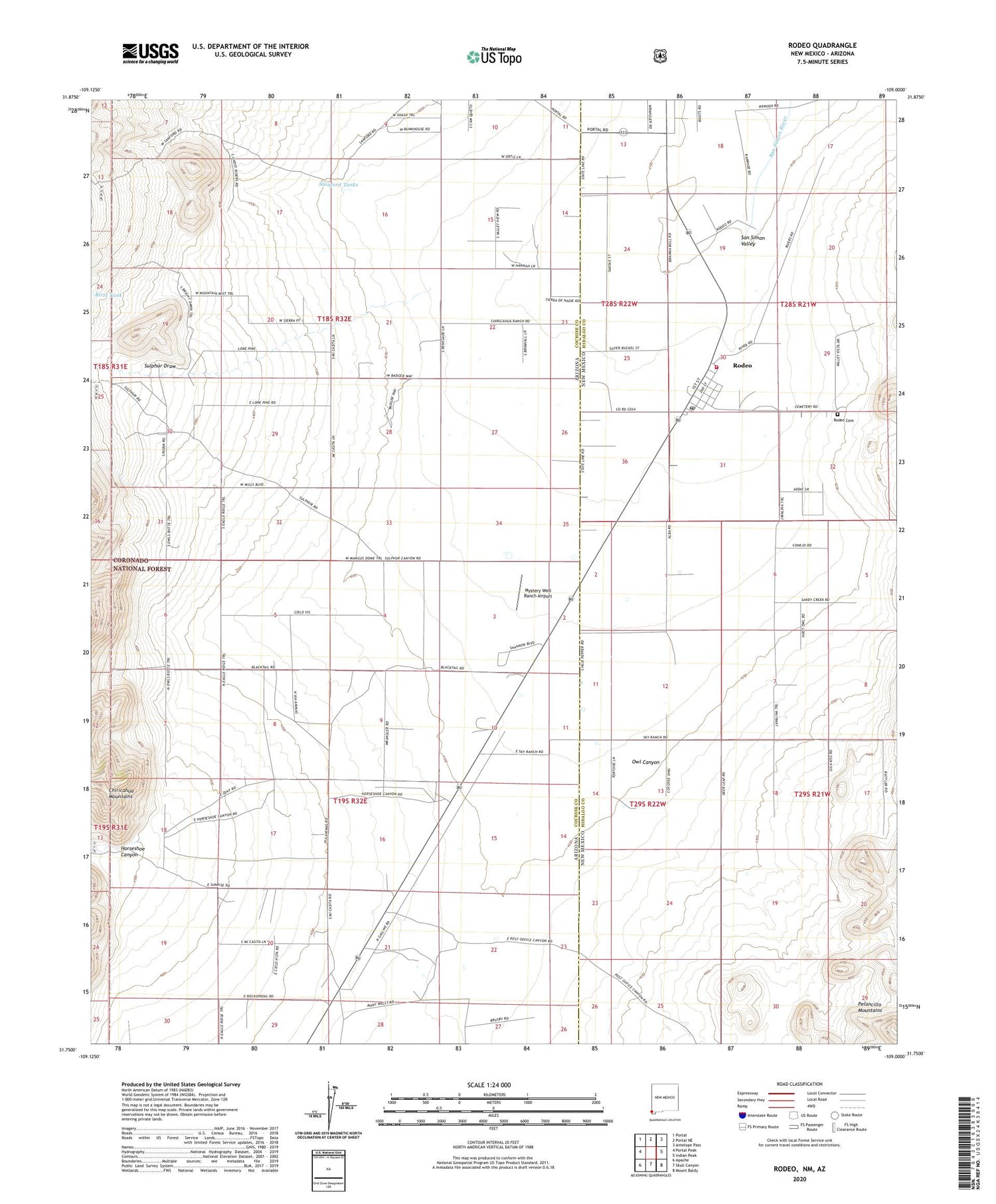 Rodeo New Mexico US Topo Map Image