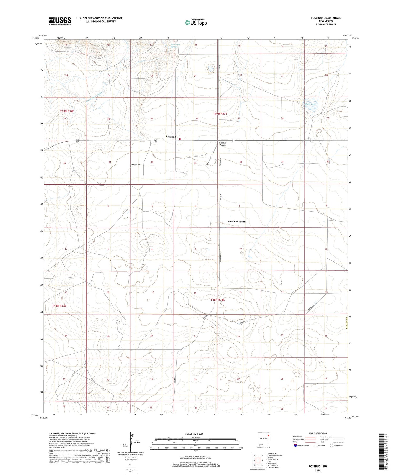 Rosebud New Mexico US Topo Map Image