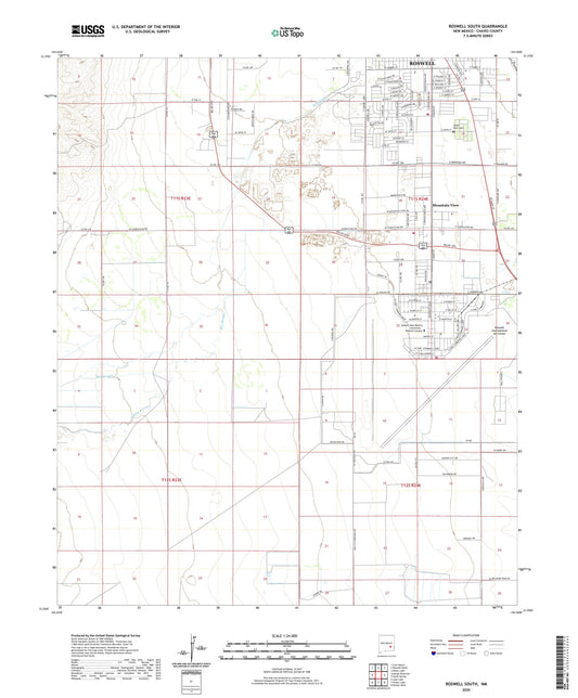 Roswell South New Mexico US Topo Map Image