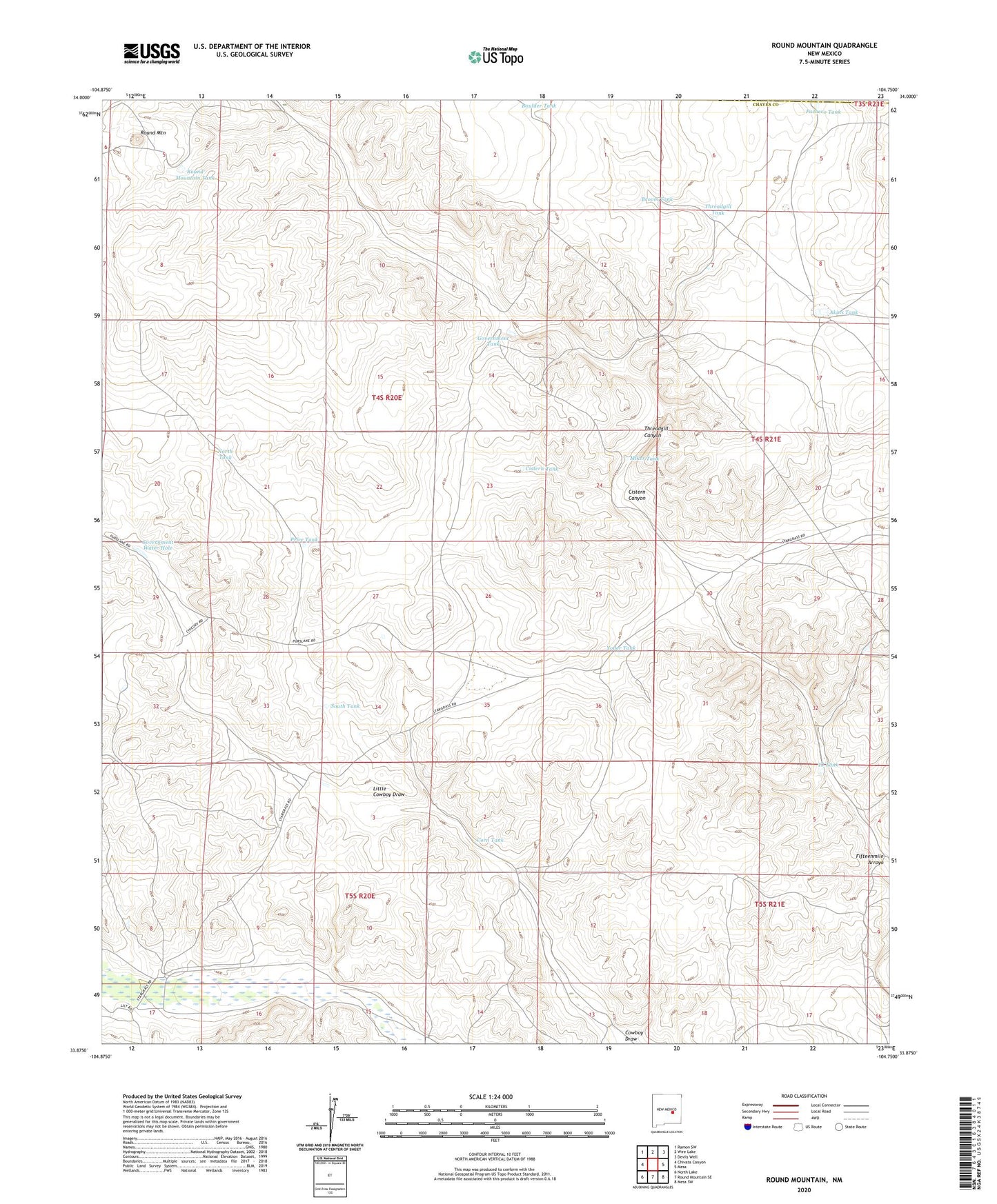 Round Mountain New Mexico US Topo Map Image