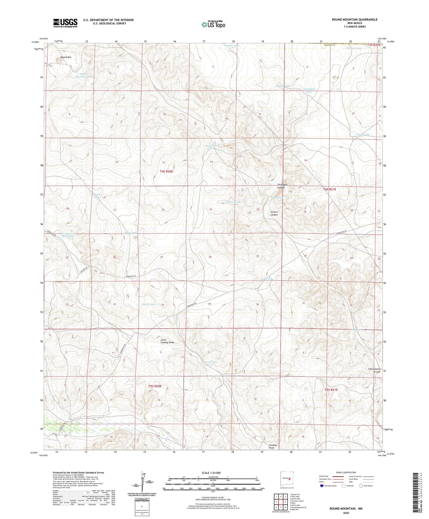 Round Mountain New Mexico US Topo Map Image