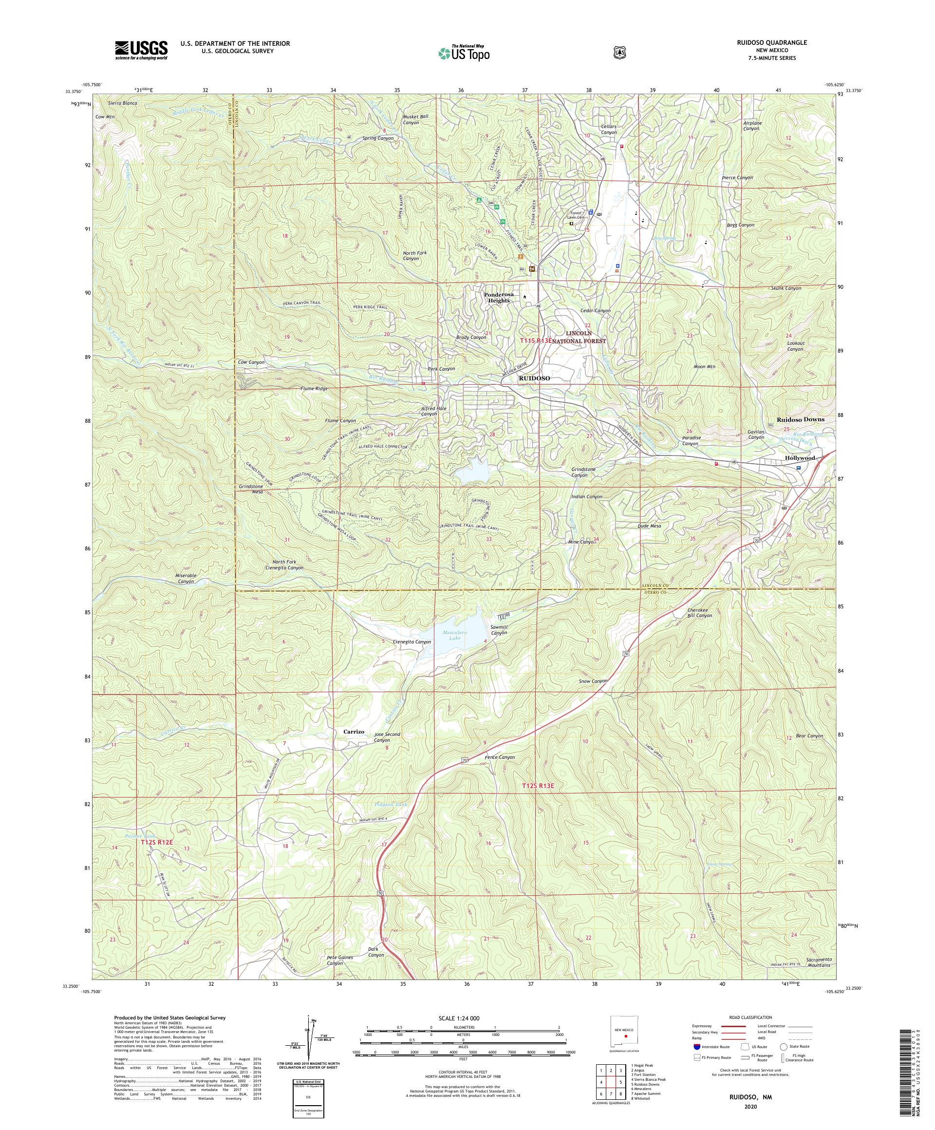 Ruidodo Map Ruidoso New Mexico US Topo Map – MyTopo Map Store