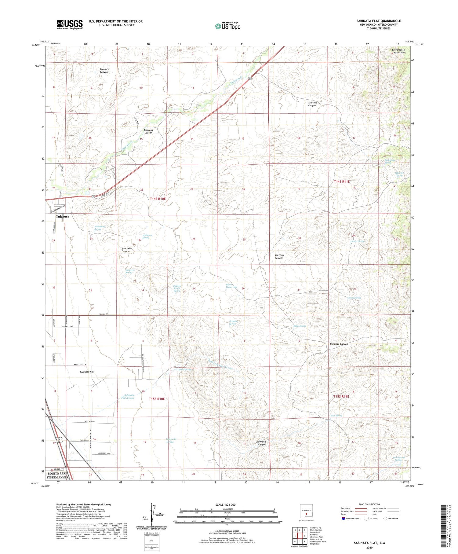 Sabinata Flat New Mexico US Topo Map Image