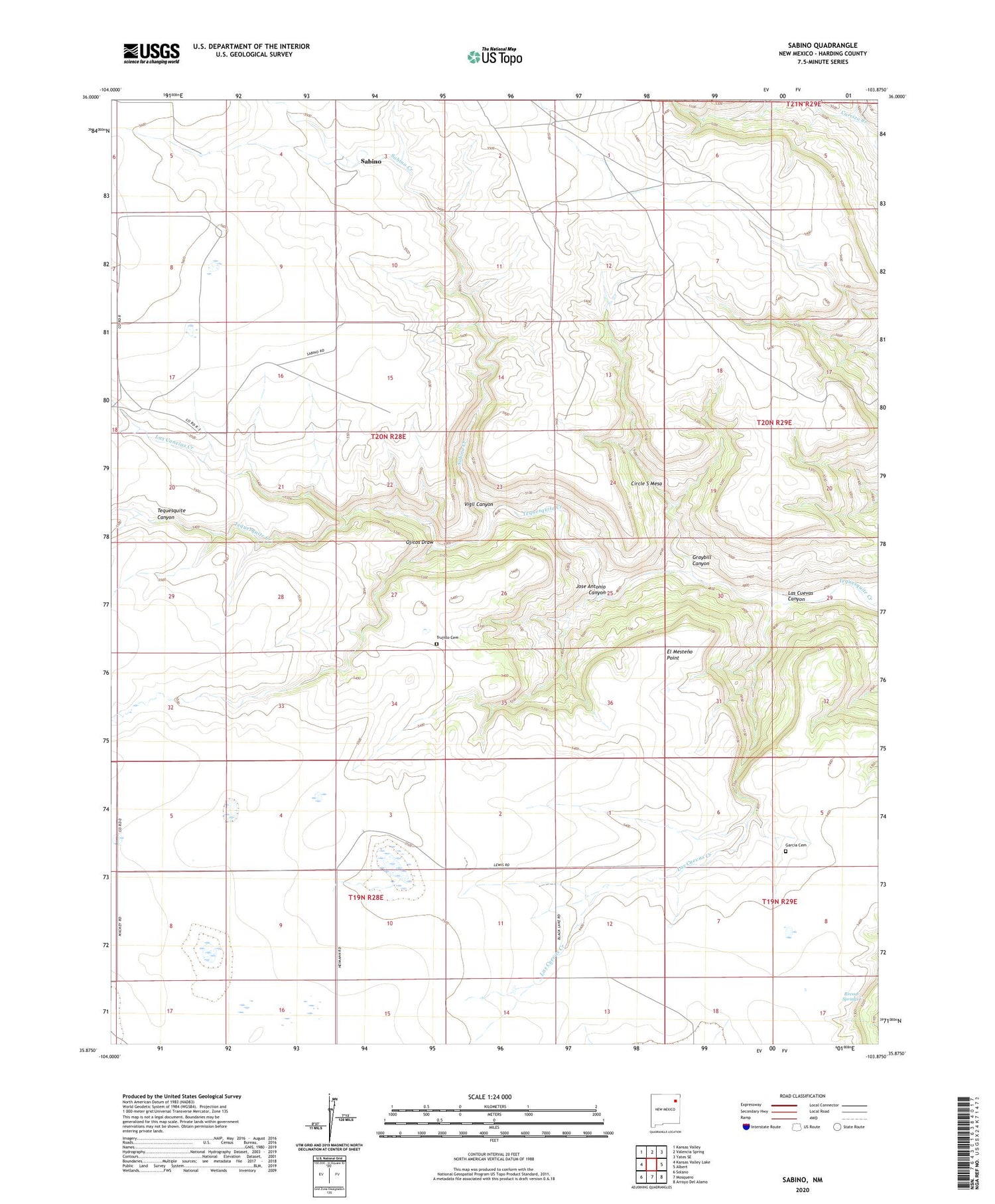 Sabino New Mexico US Topo Map Image
