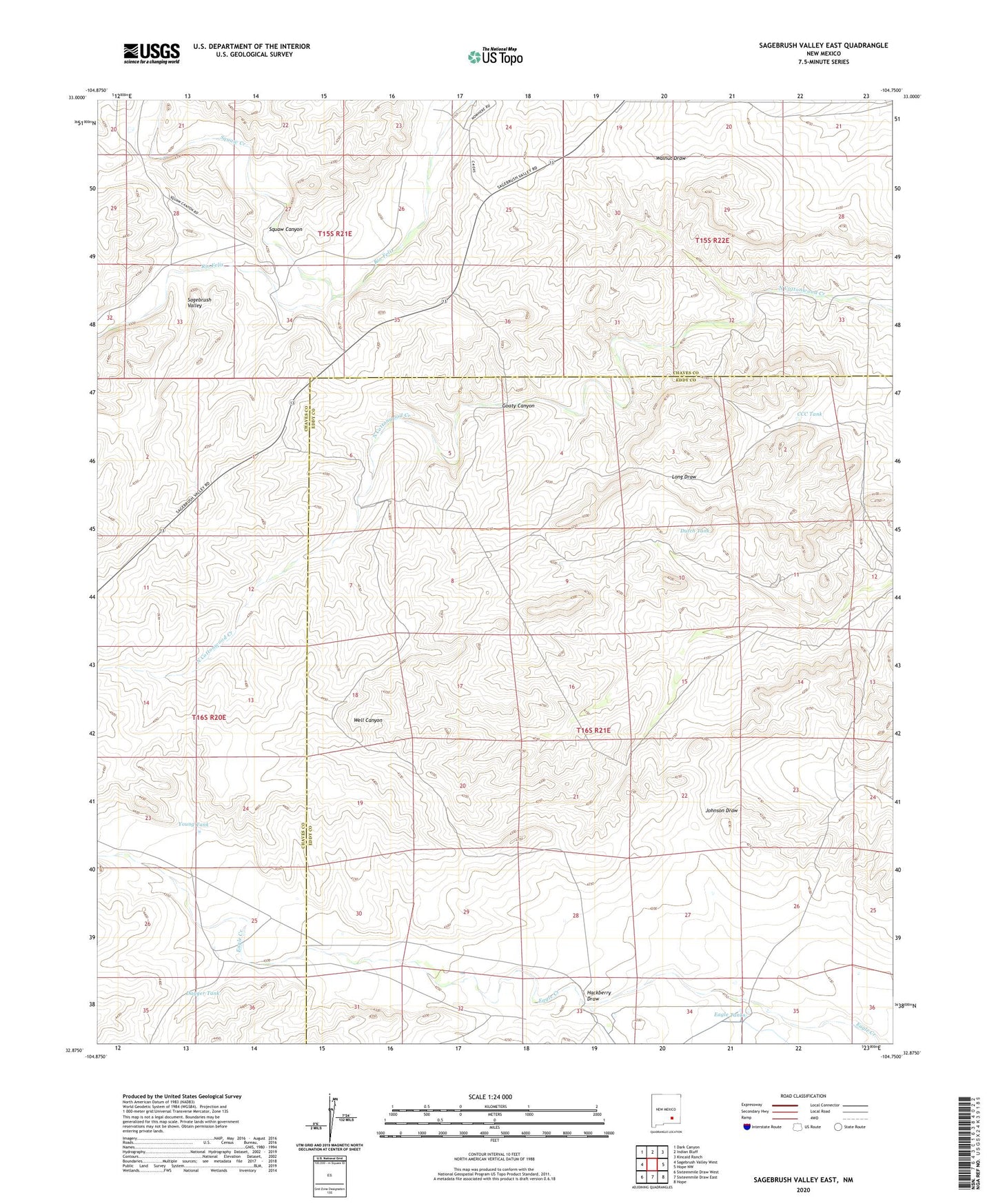 Sagebrush Valley East New Mexico US Topo Map Image