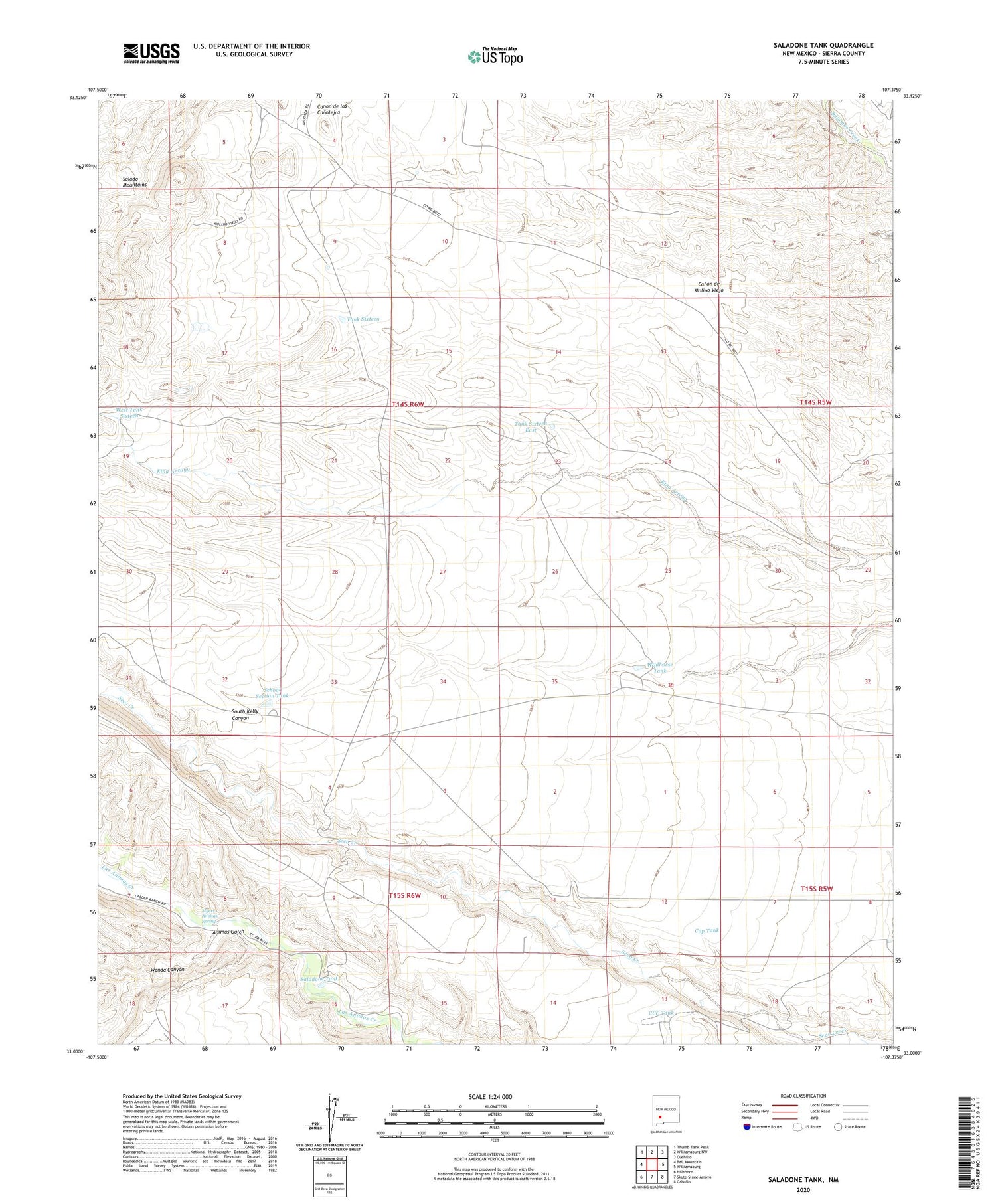 Saladone Tank New Mexico US Topo Map Image