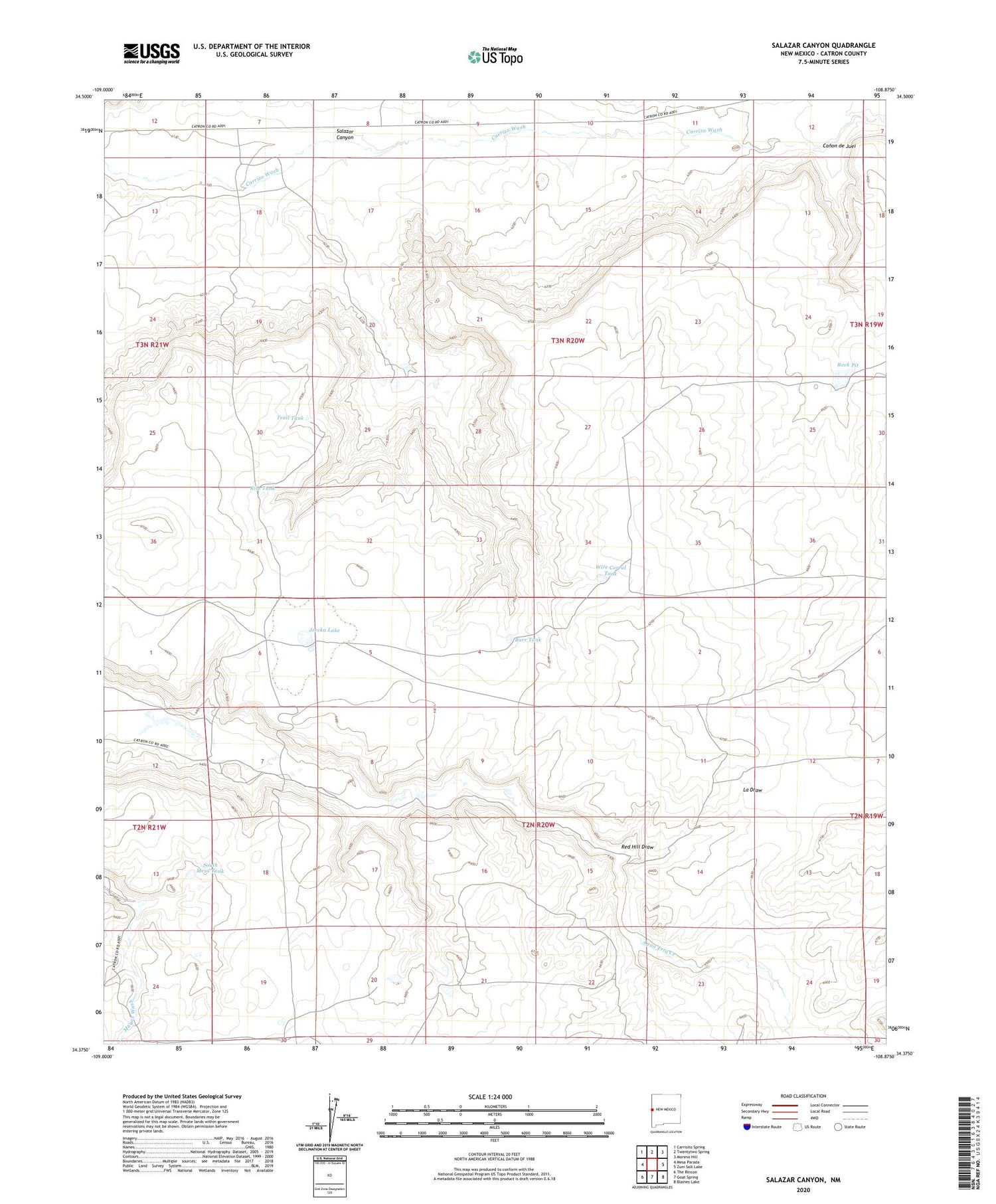 Salazar Canyon New Mexico US Topo Map Image