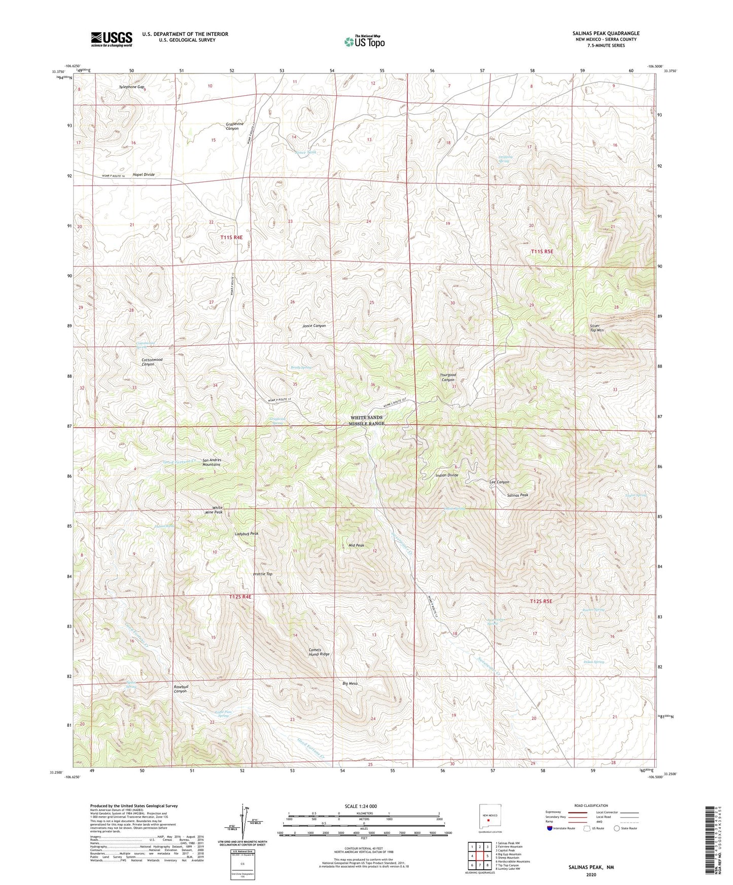 Salinas Peak New Mexico US Topo Map Image