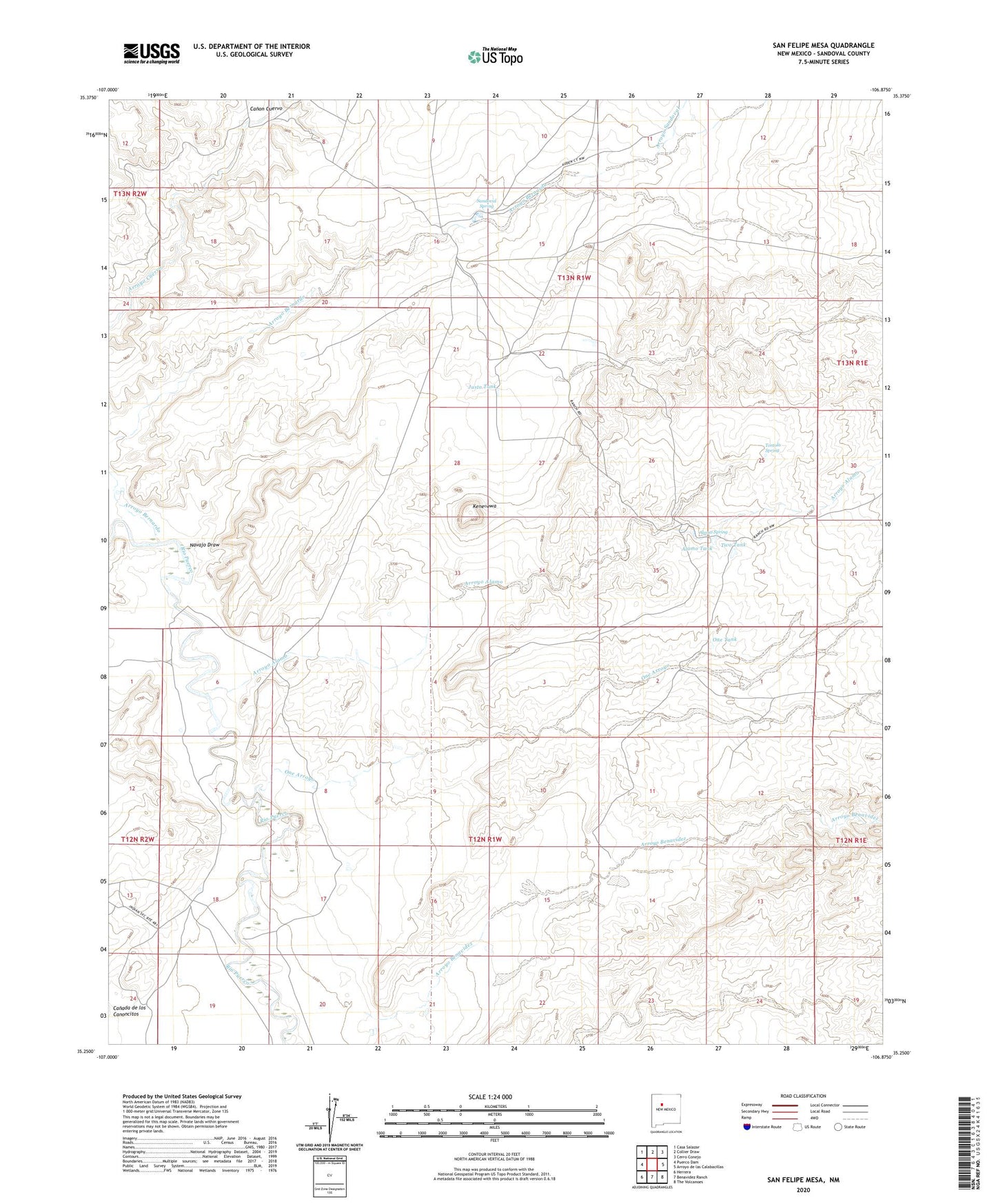 San Felipe Mesa New Mexico US Topo Map Image