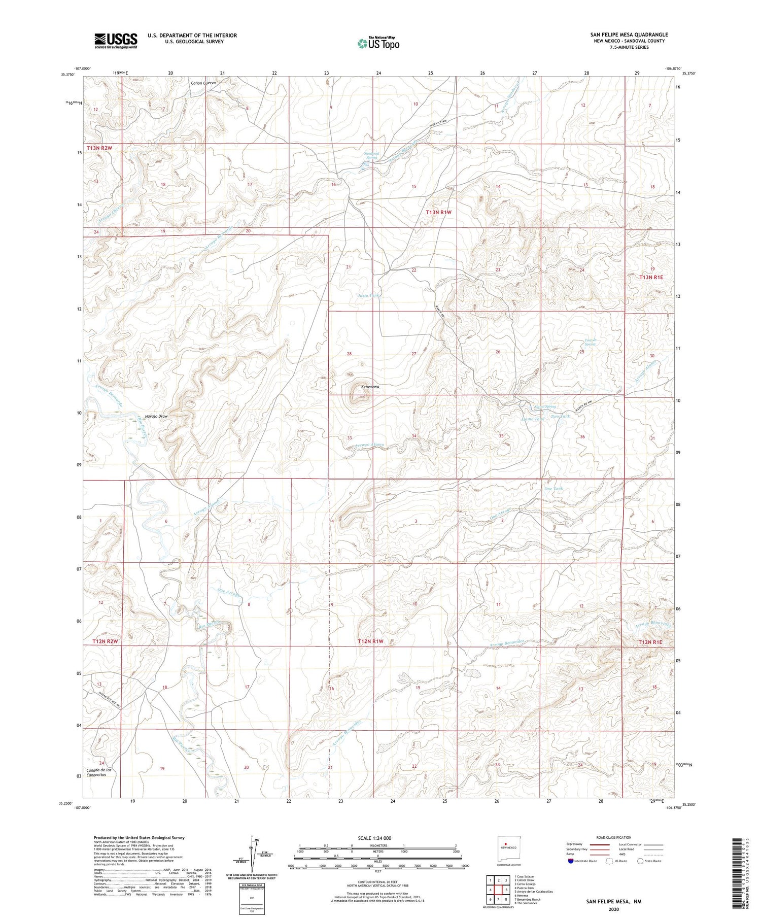 San Felipe Mesa New Mexico US Topo Map Image