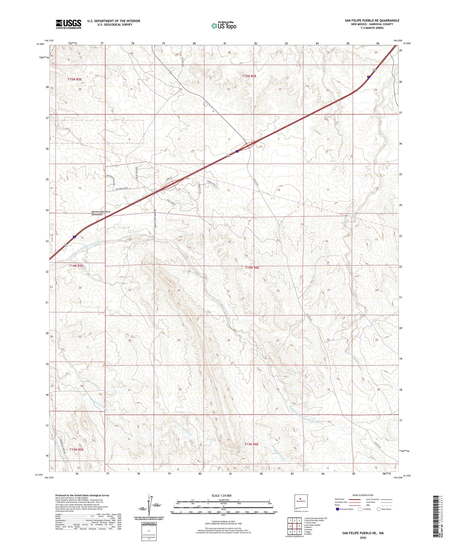 San Felipe Pueblo NE New Mexico US Topo Map Image