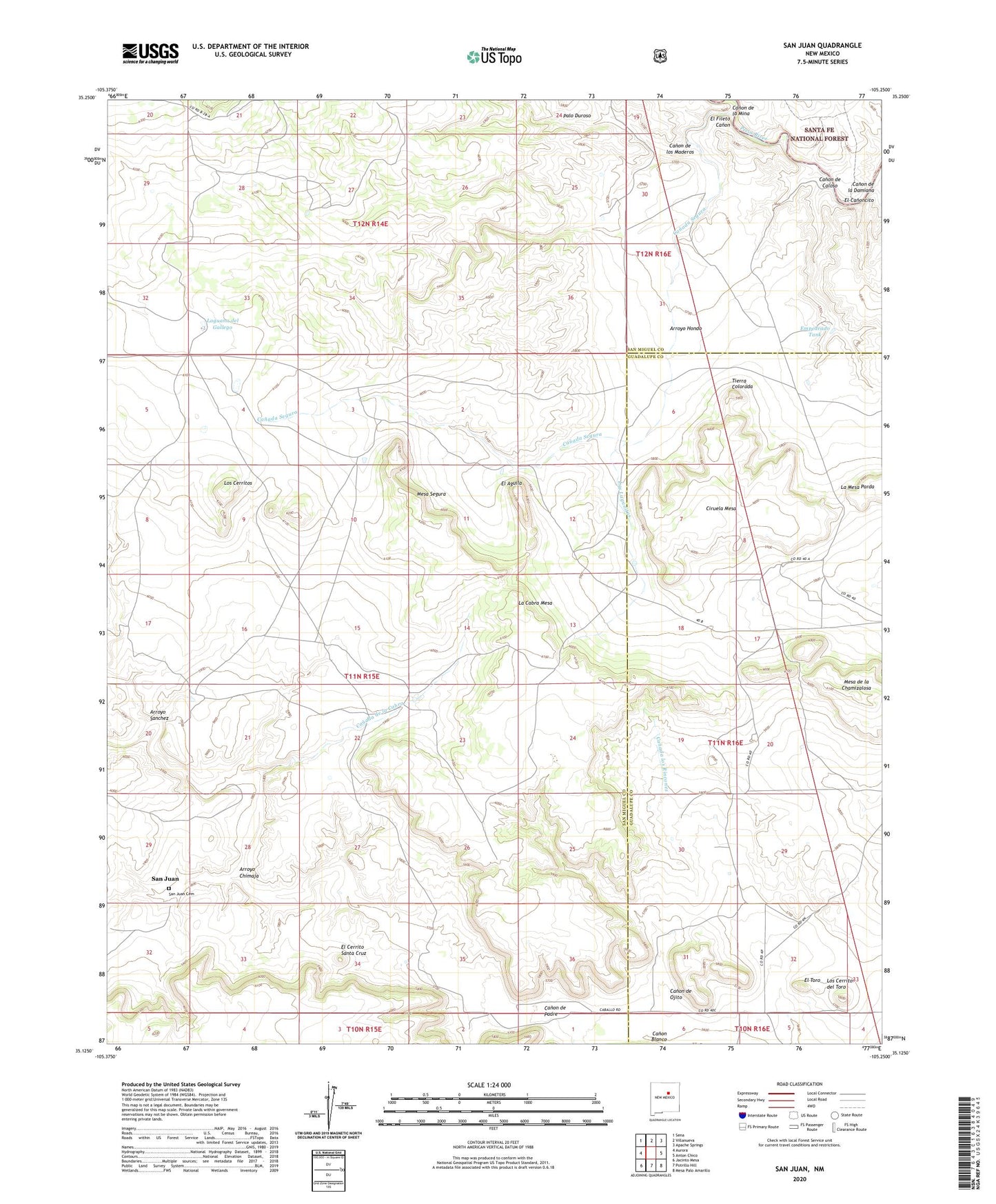 San Juan New Mexico US Topo Map Image