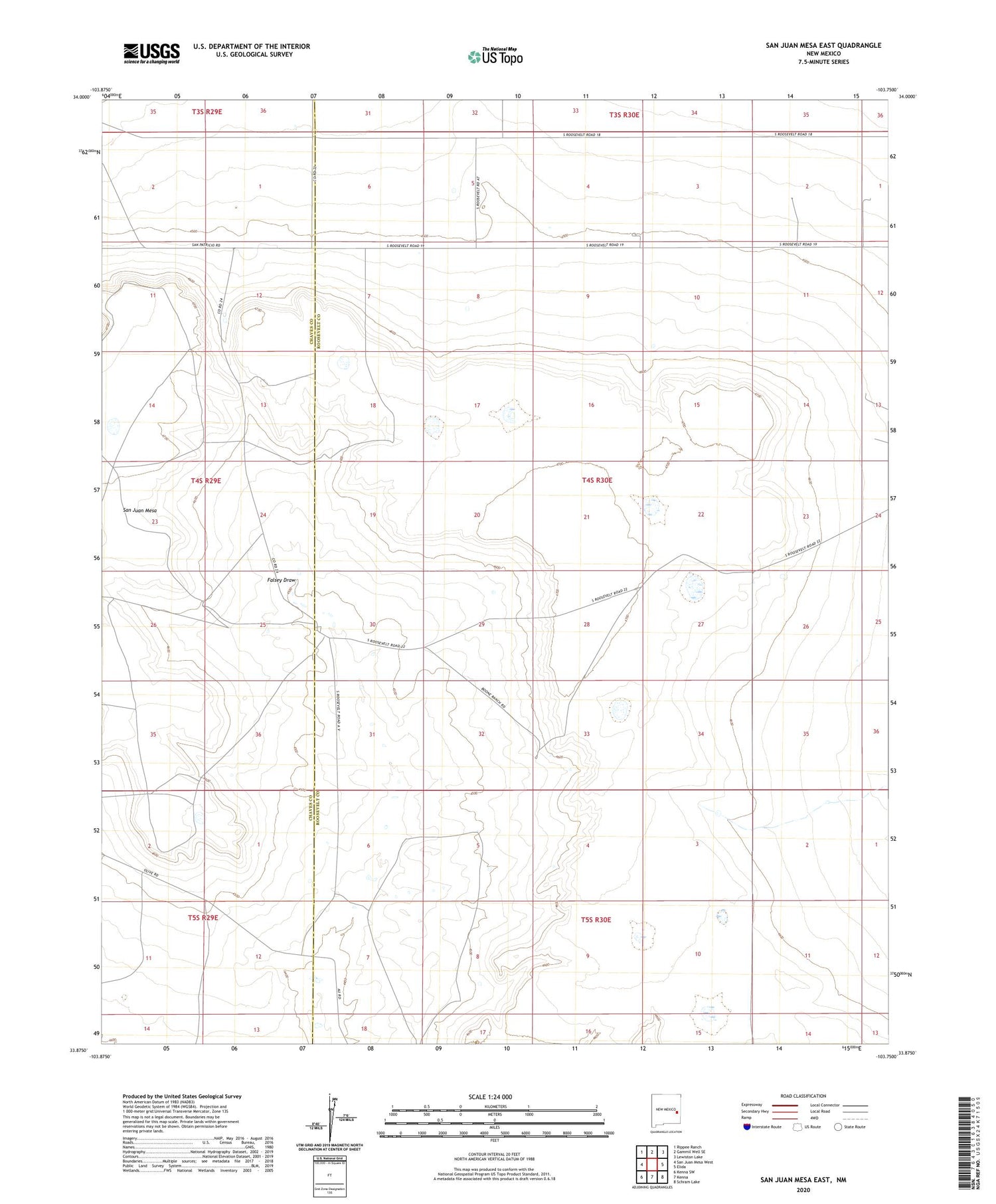 San Juan Mesa East New Mexico US Topo Map Image