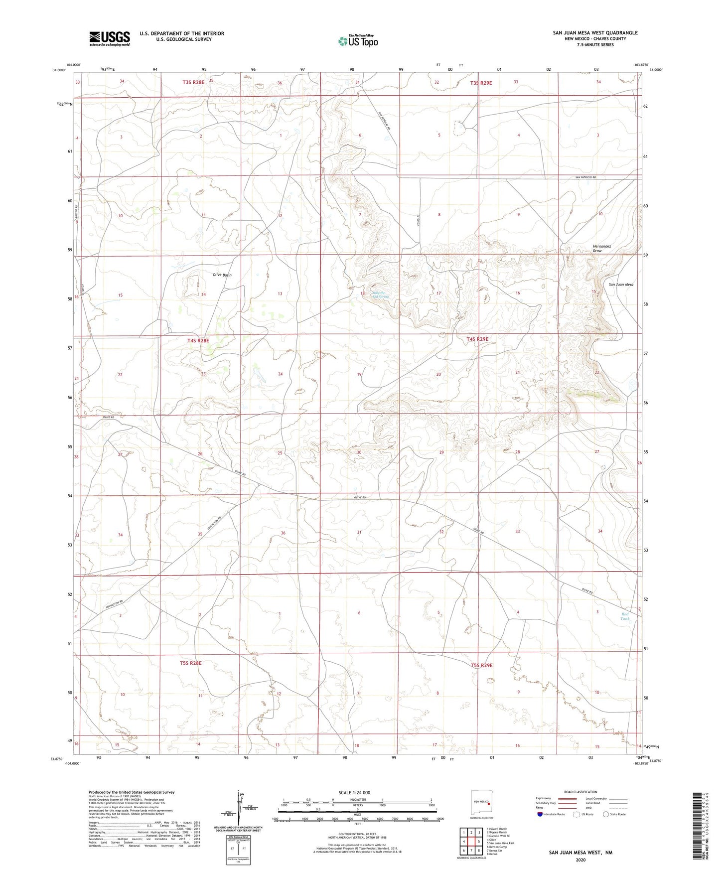 San Juan Mesa West New Mexico US Topo Map Image