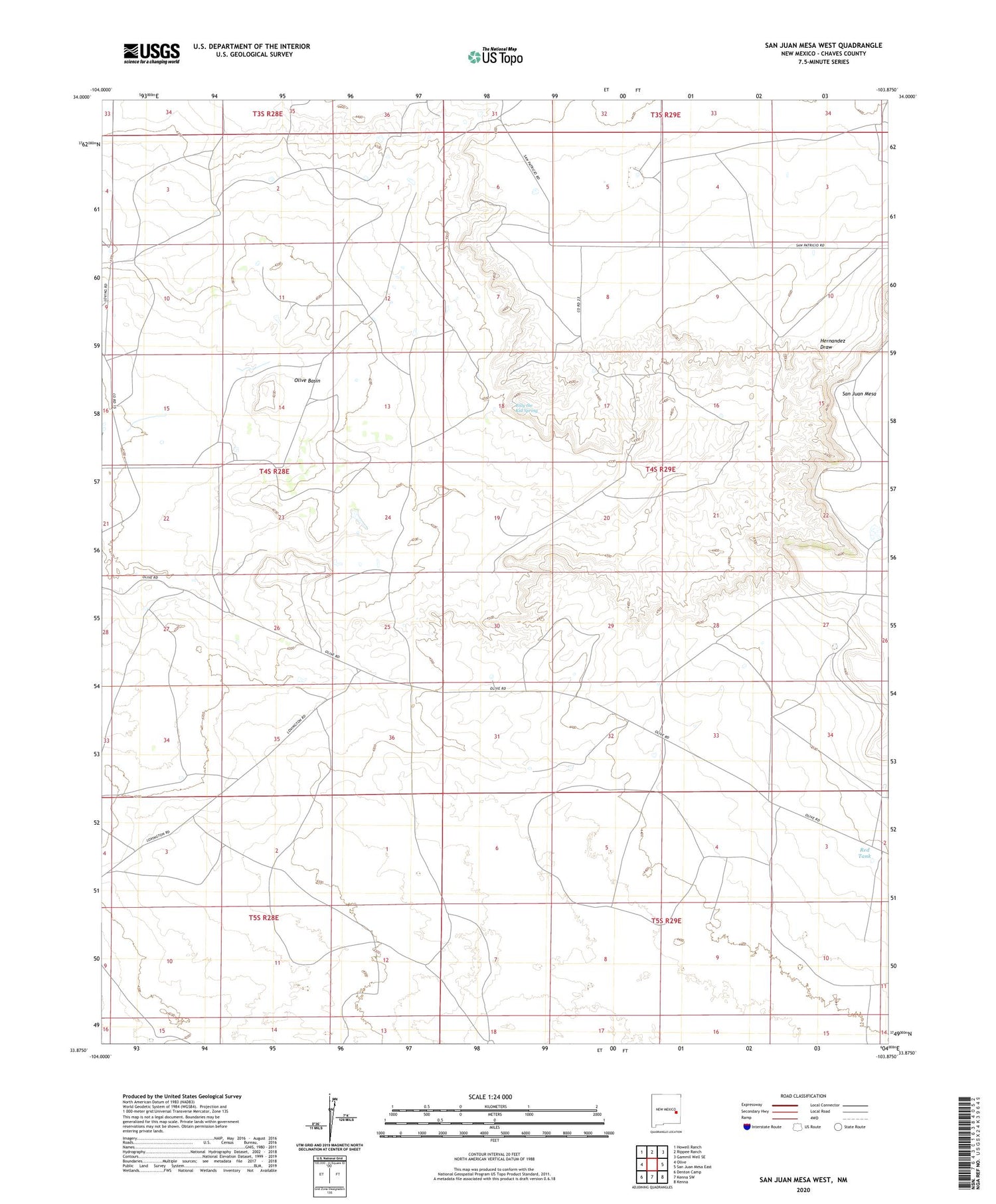 San Juan Mesa West New Mexico US Topo Map Image