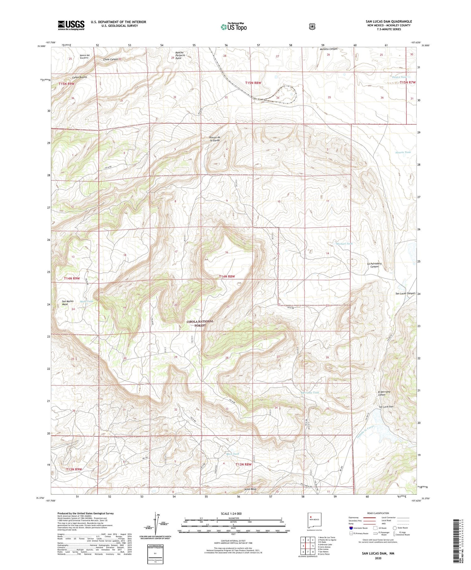 San Lucas Dam New Mexico US Topo Map Image