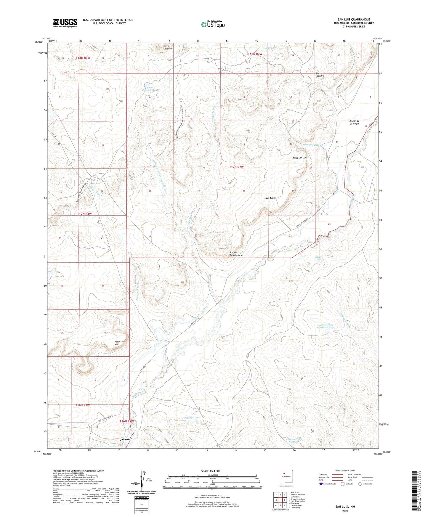 San Luis New Mexico US Topo Map Image