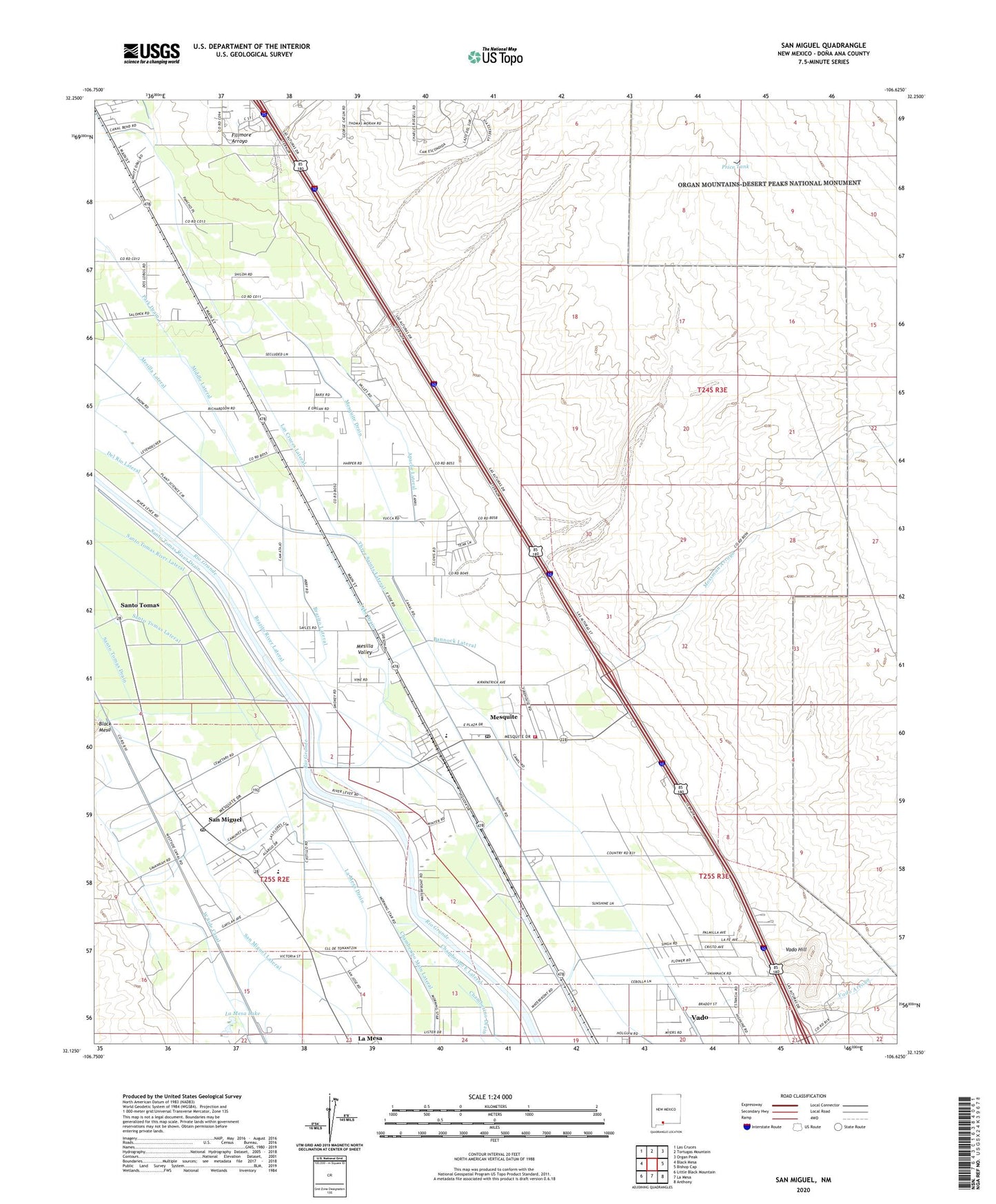 San Miguel New Mexico US Topo Map Image
