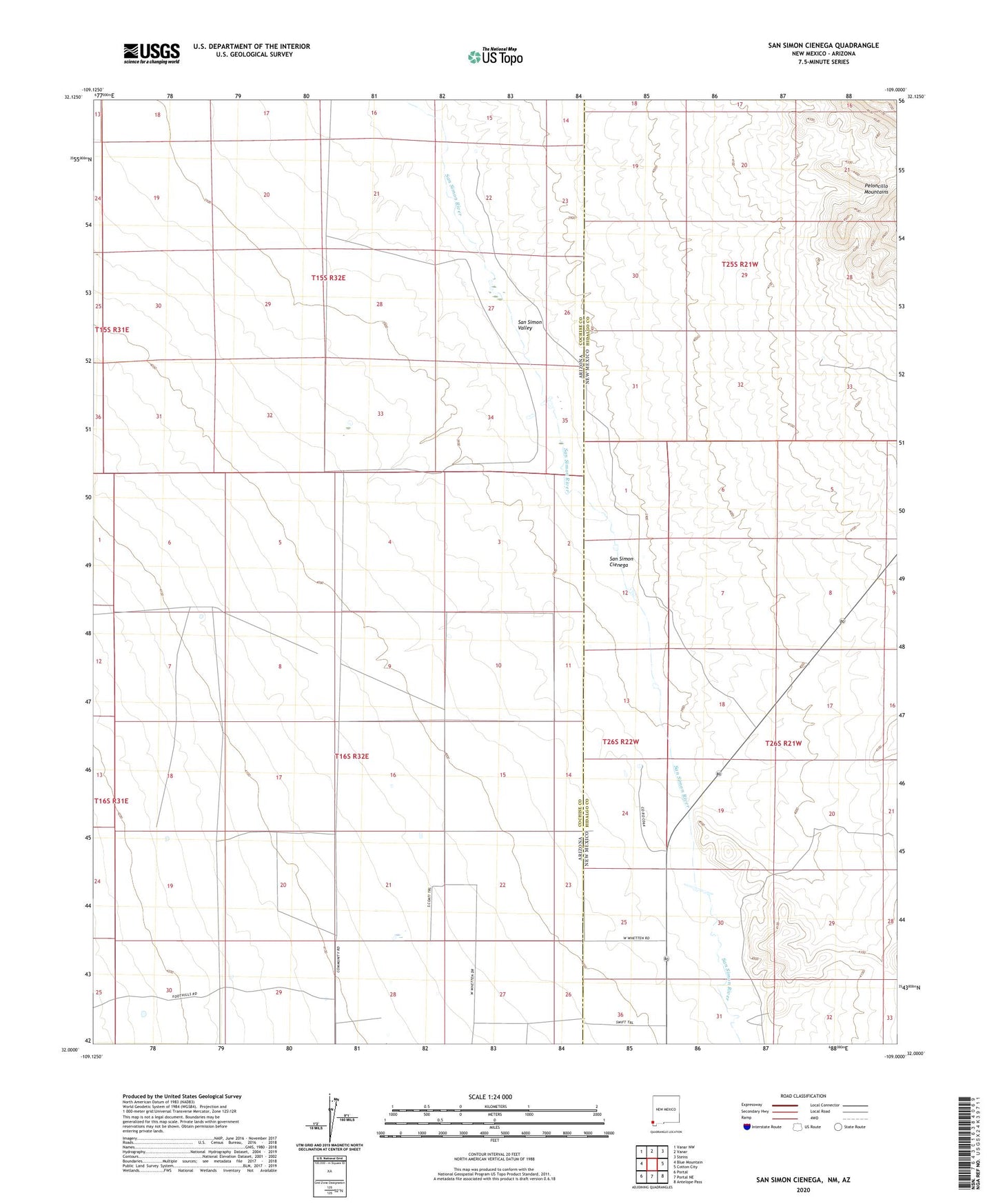 San Simon Cienega New Mexico US Topo Map Image