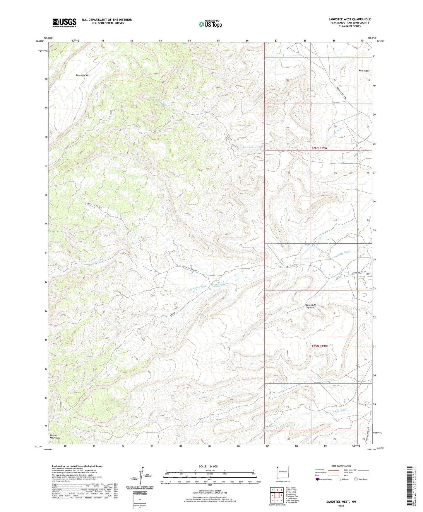Sanostee West New Mexico US Topo Map Image