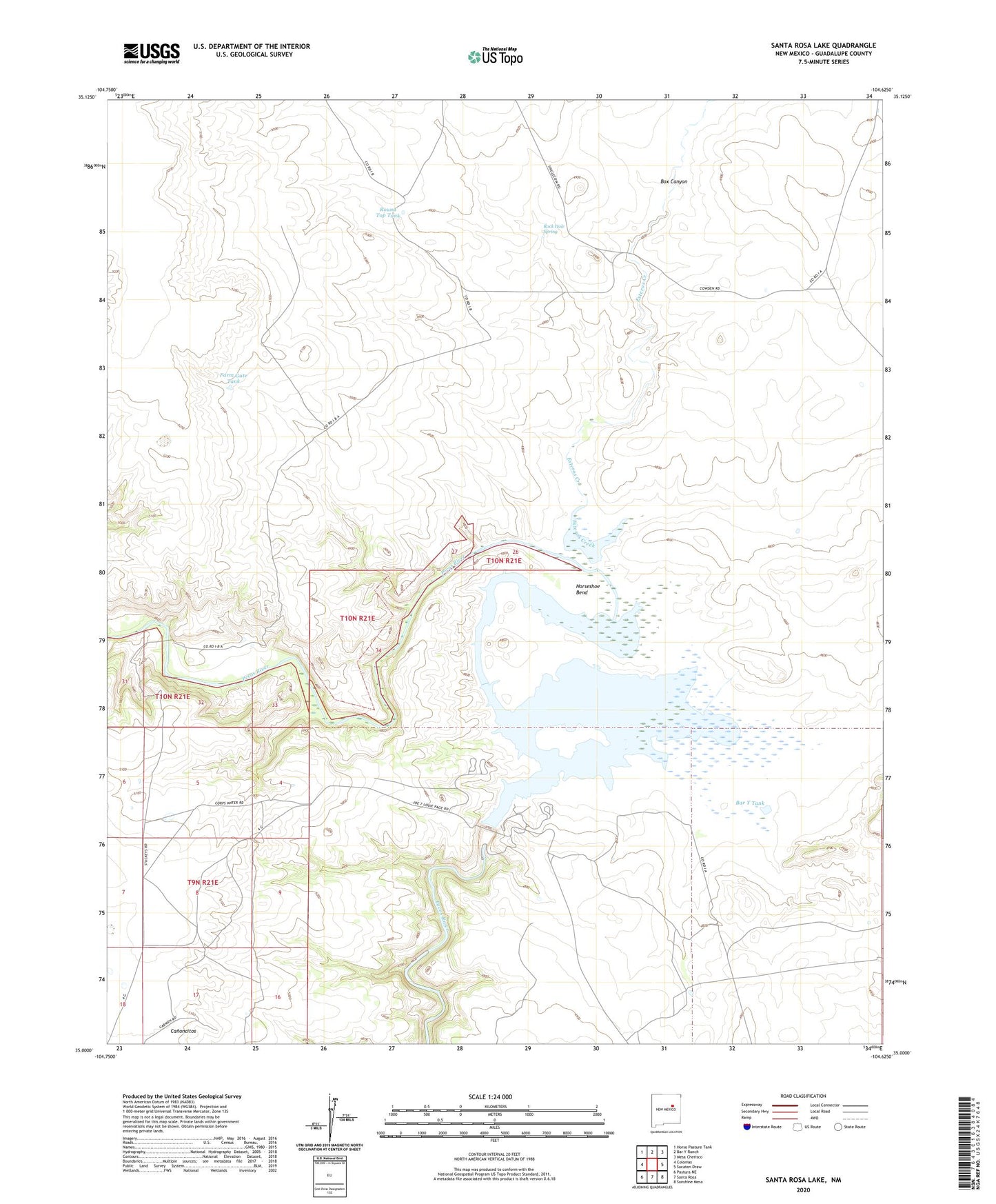 Santa Rosa Lake New Mexico US Topo Map Image