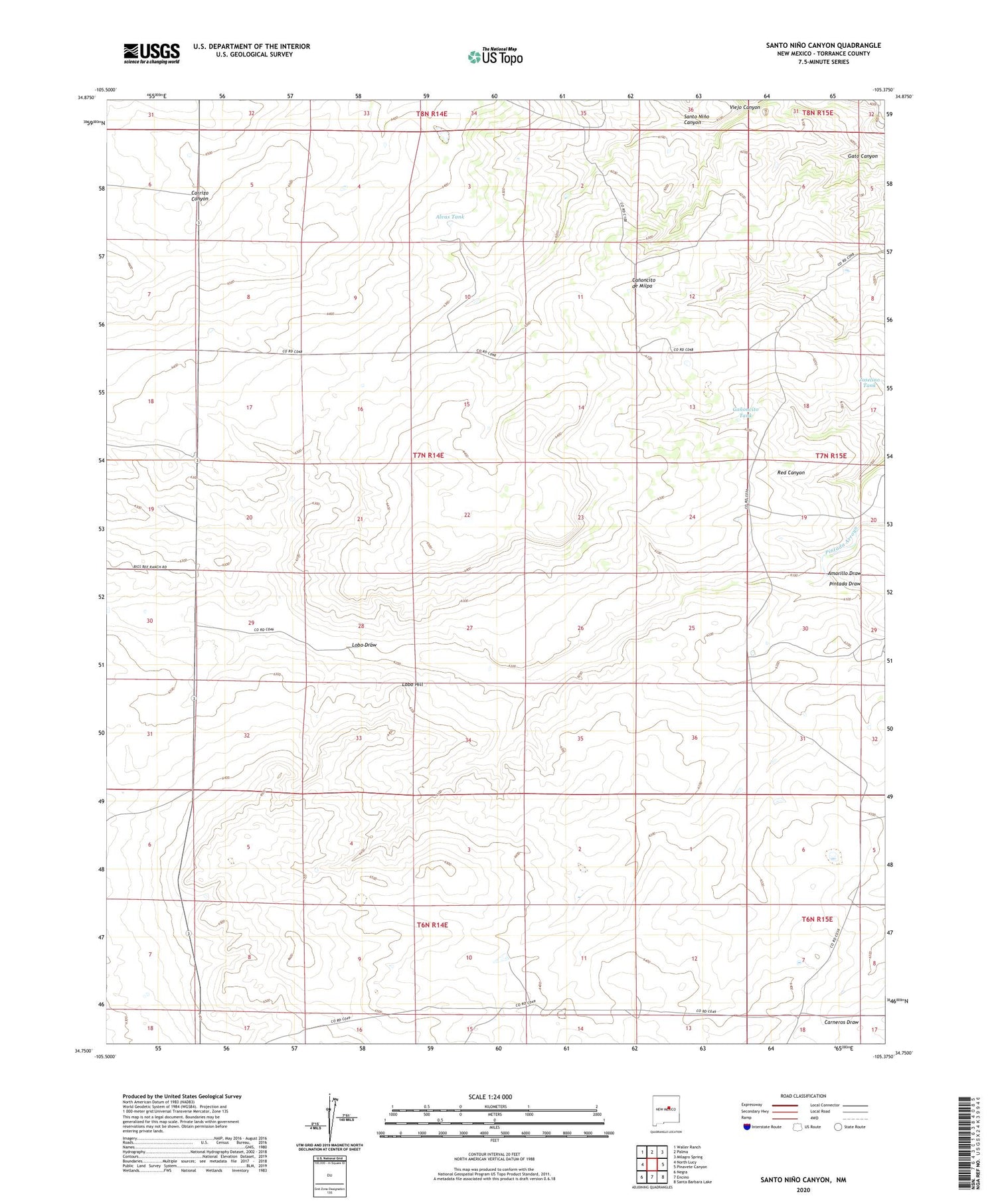 Santo Nino Canyon New Mexico US Topo Map Image