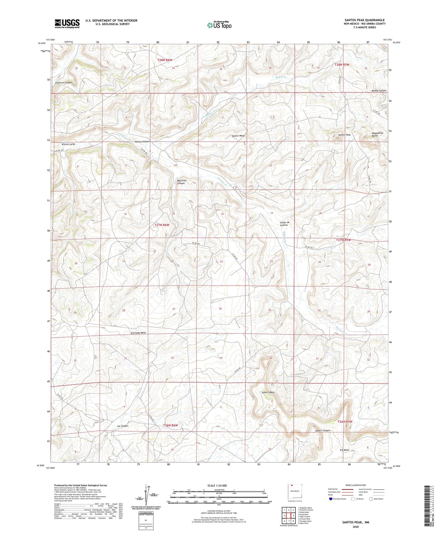 Santos Peak New Mexico US Topo Map Image