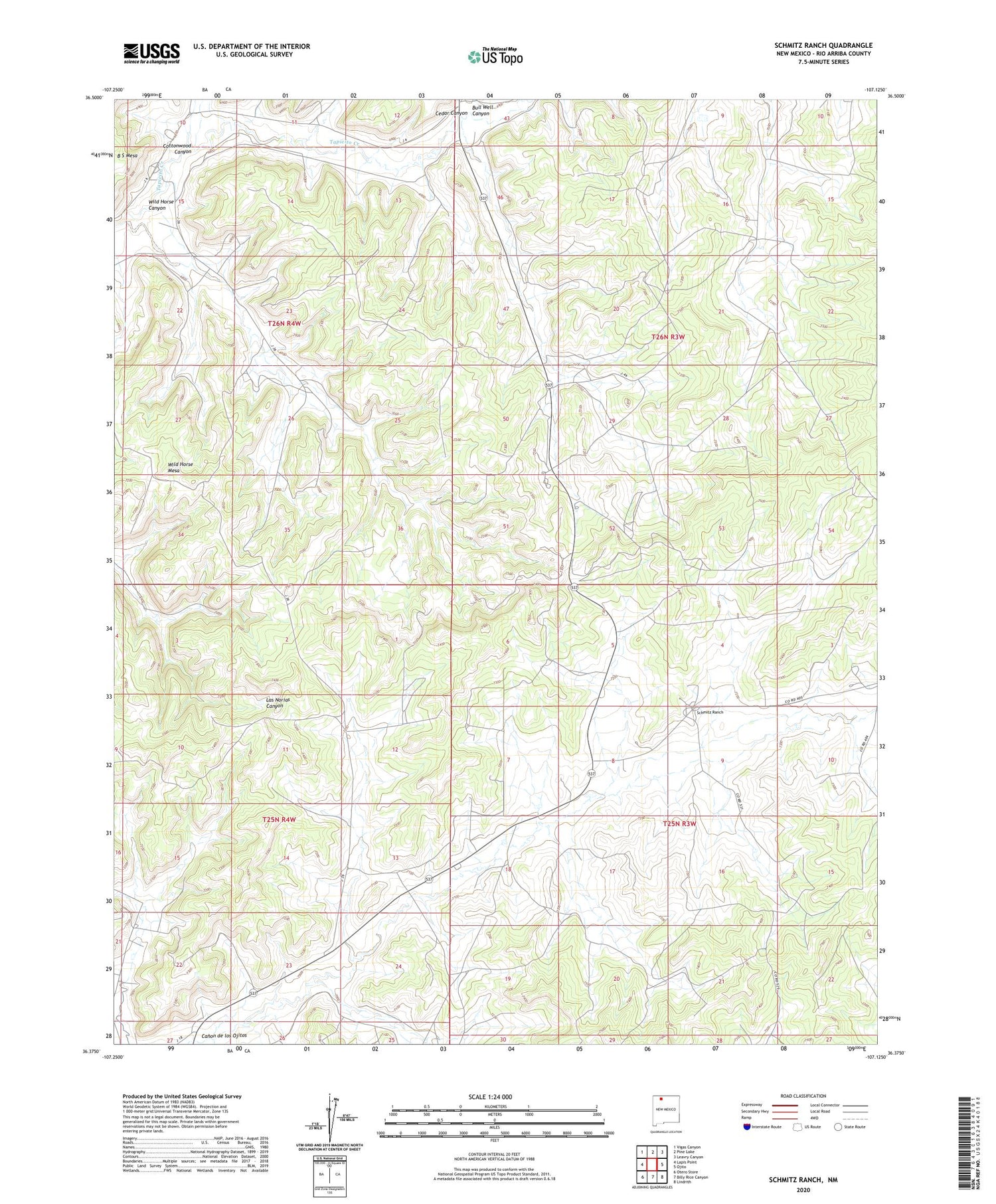 Schmitz Ranch New Mexico US Topo Map Image
