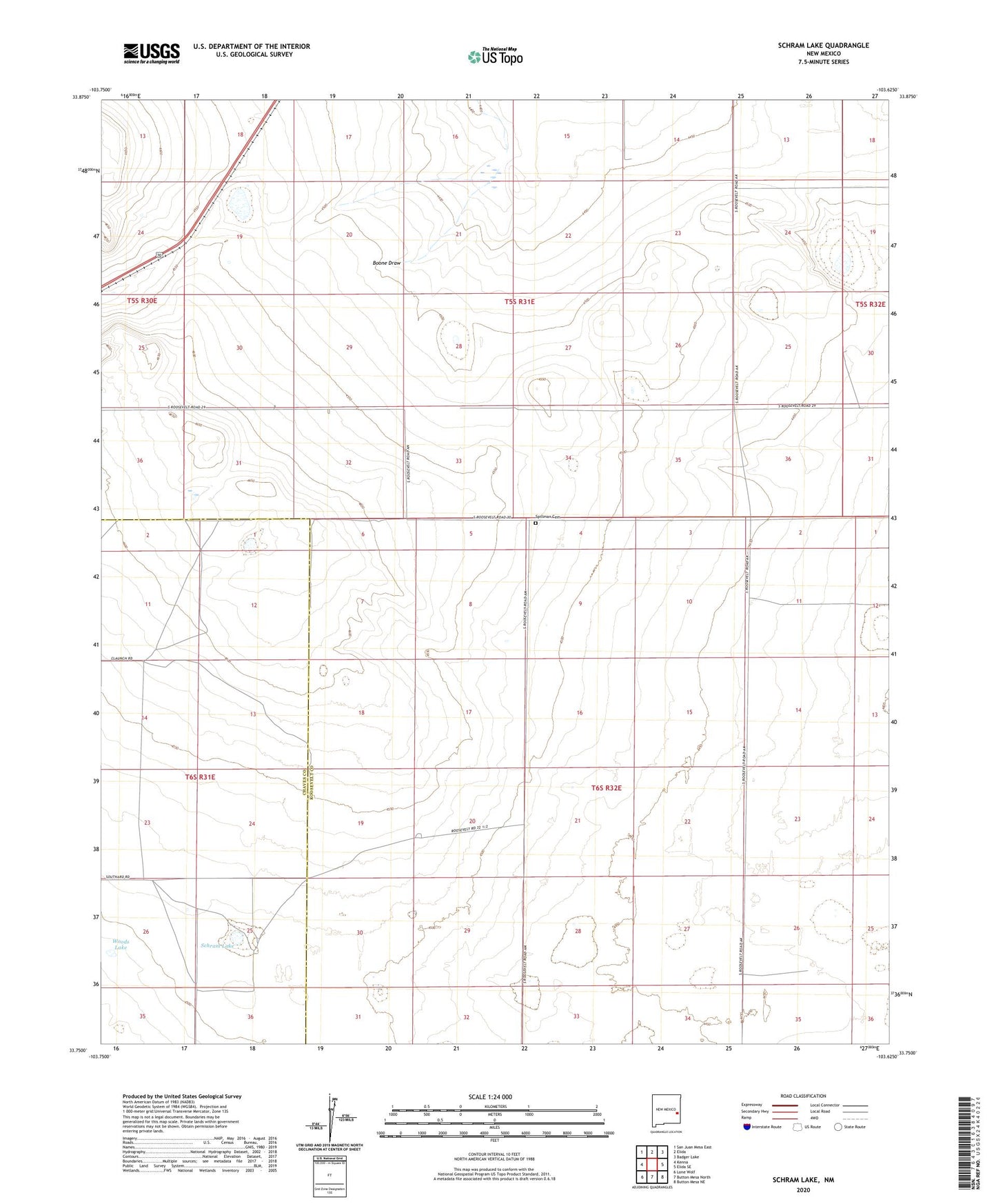 Schram Lake New Mexico US Topo Map Image