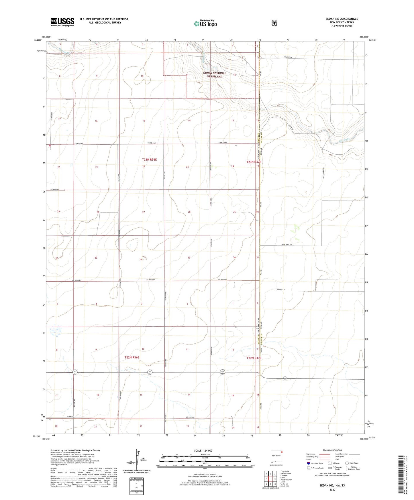 Sedan NE New Mexico US Topo Map Image