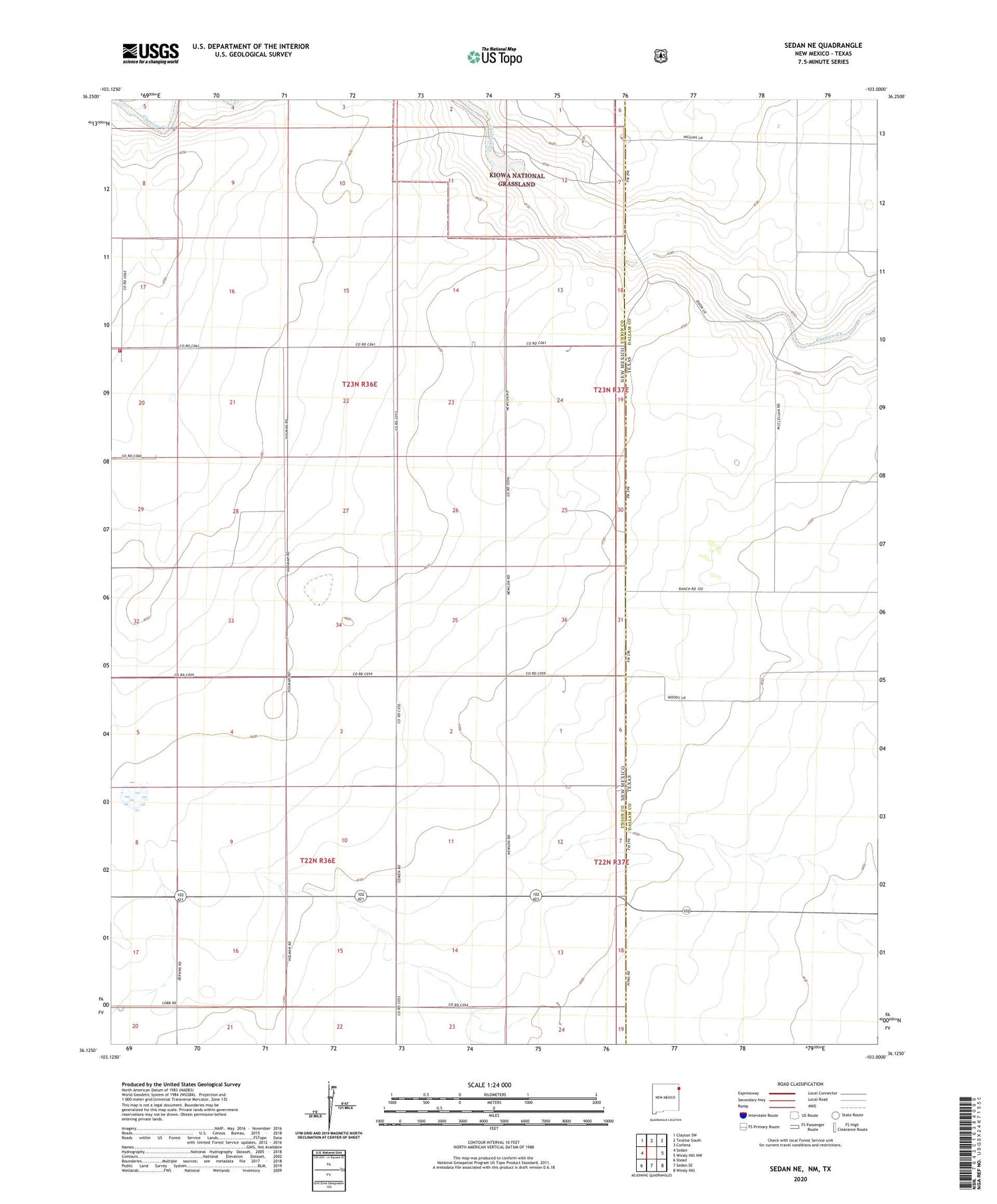 Sedan NE New Mexico US Topo Map Image