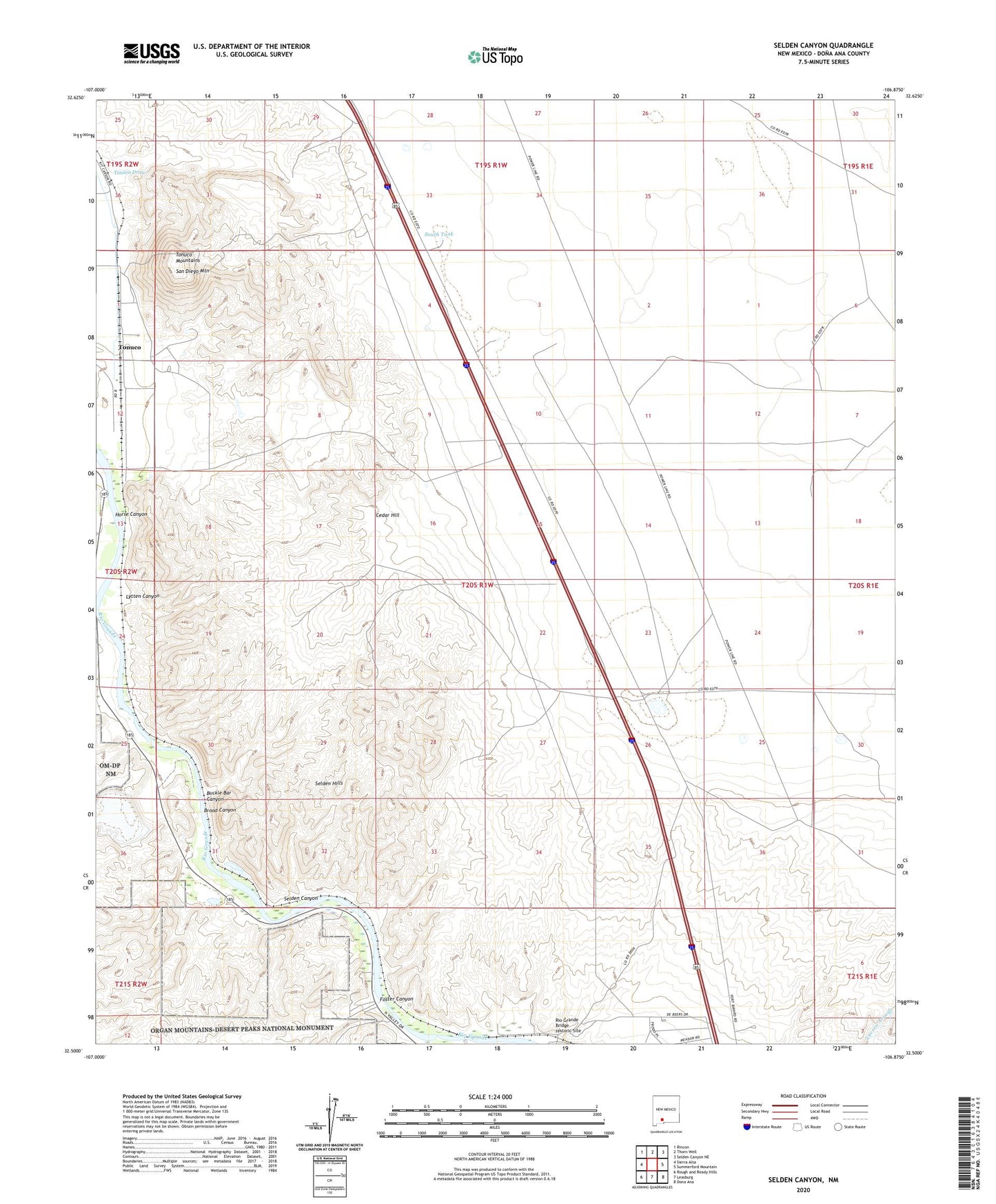 Selden Canyon New Mexico US Topo Map Image
