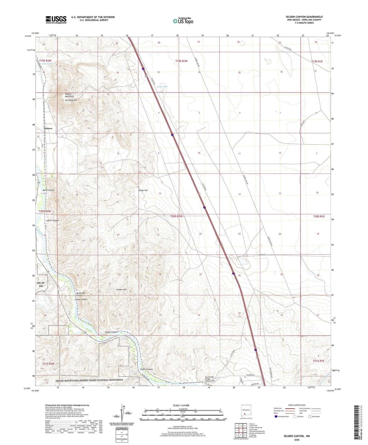 Selden Canyon New Mexico US Topo Map Image