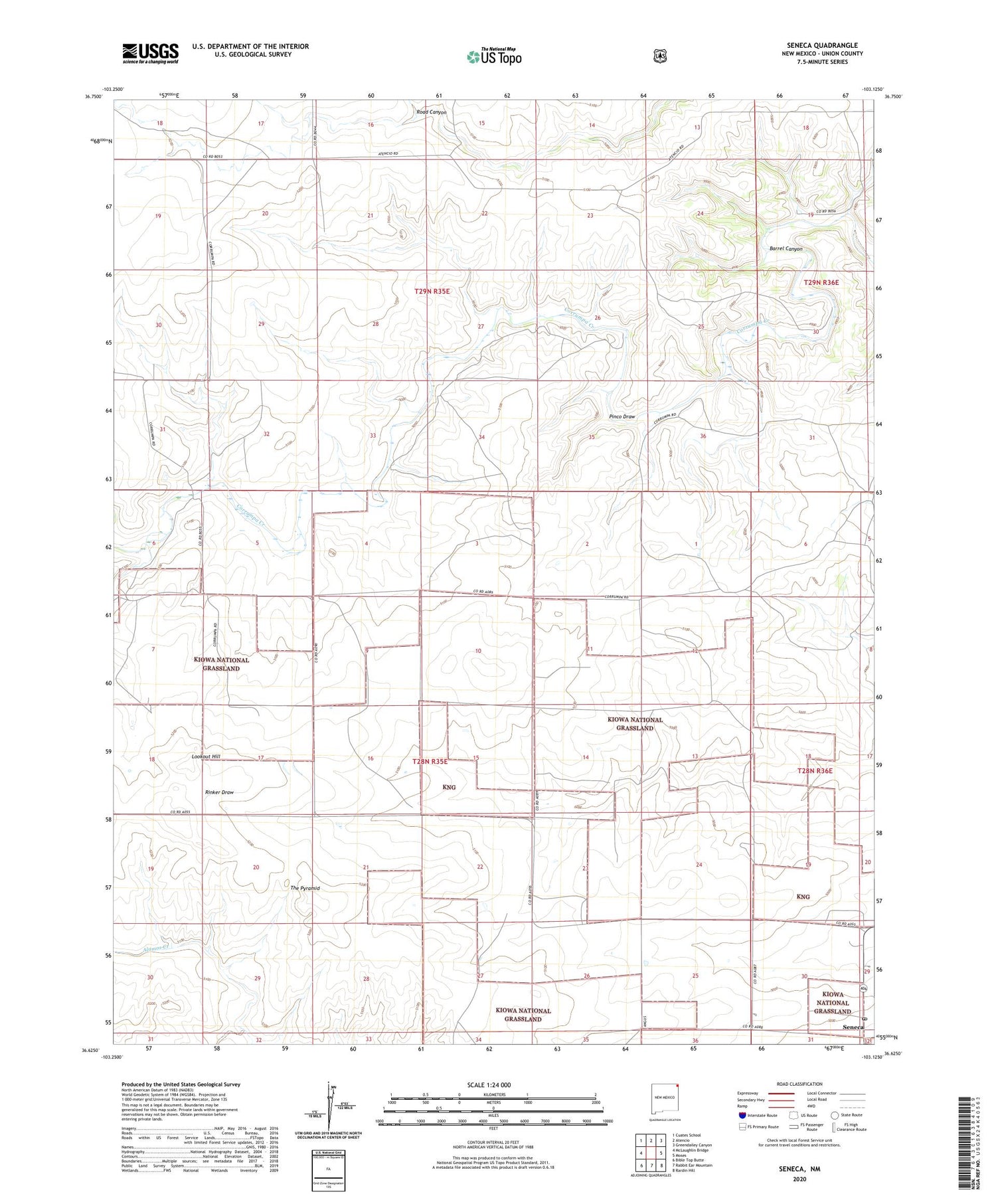 Seneca New Mexico US Topo Map Image