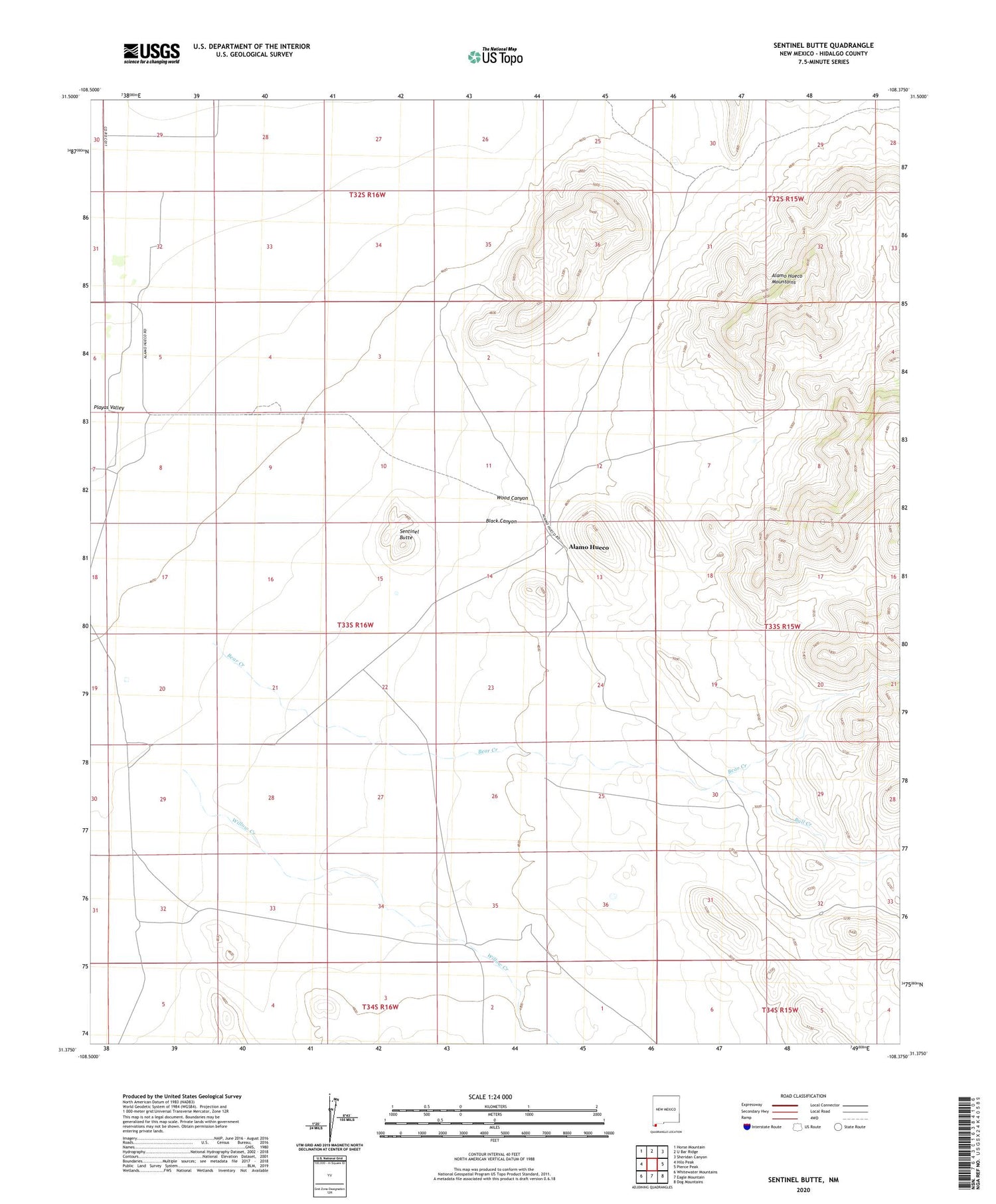 Sentinel Butte New Mexico US Topo Map Image