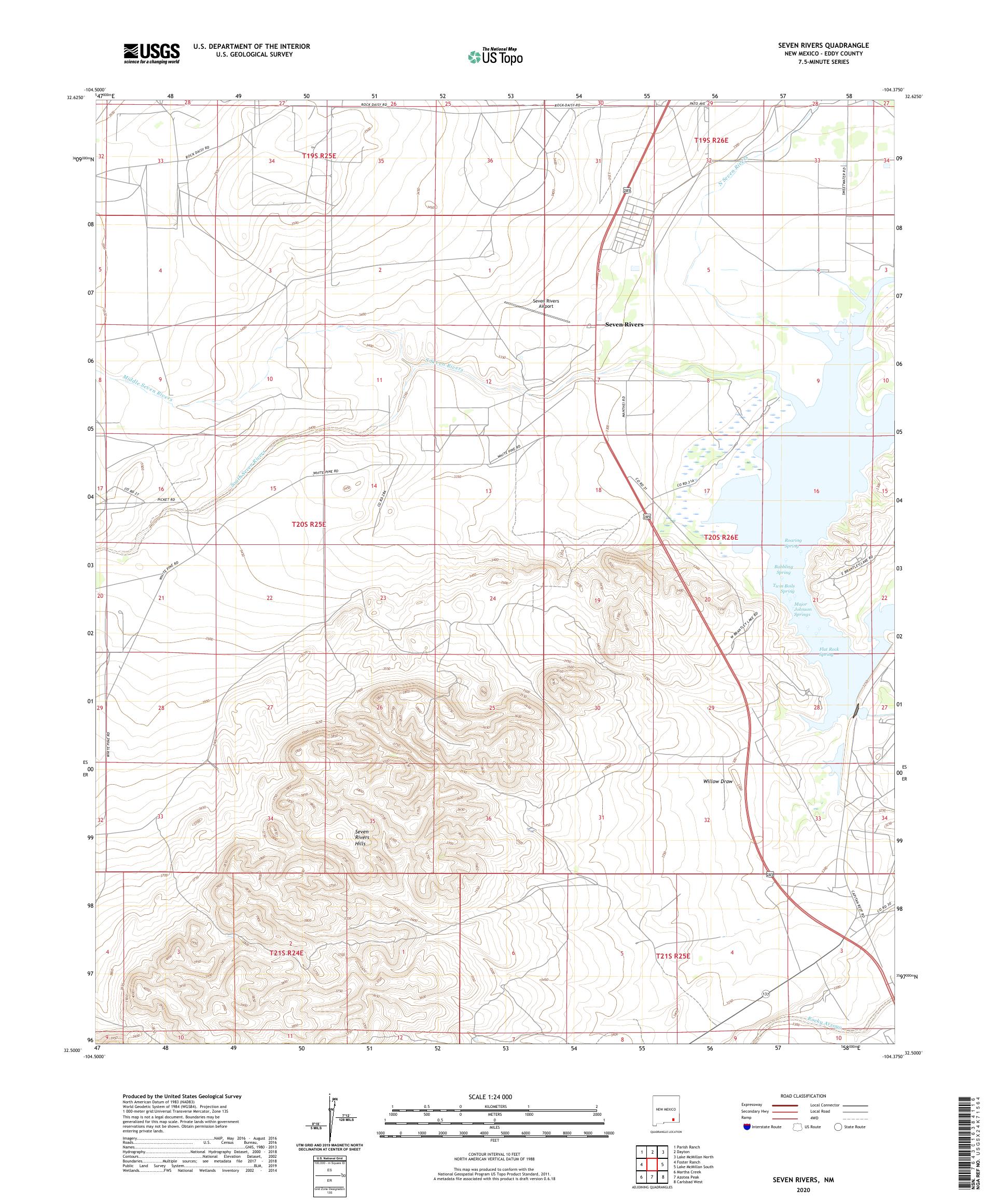 Seven Rivers New Mexico US Topo Map – MyTopo Map Store