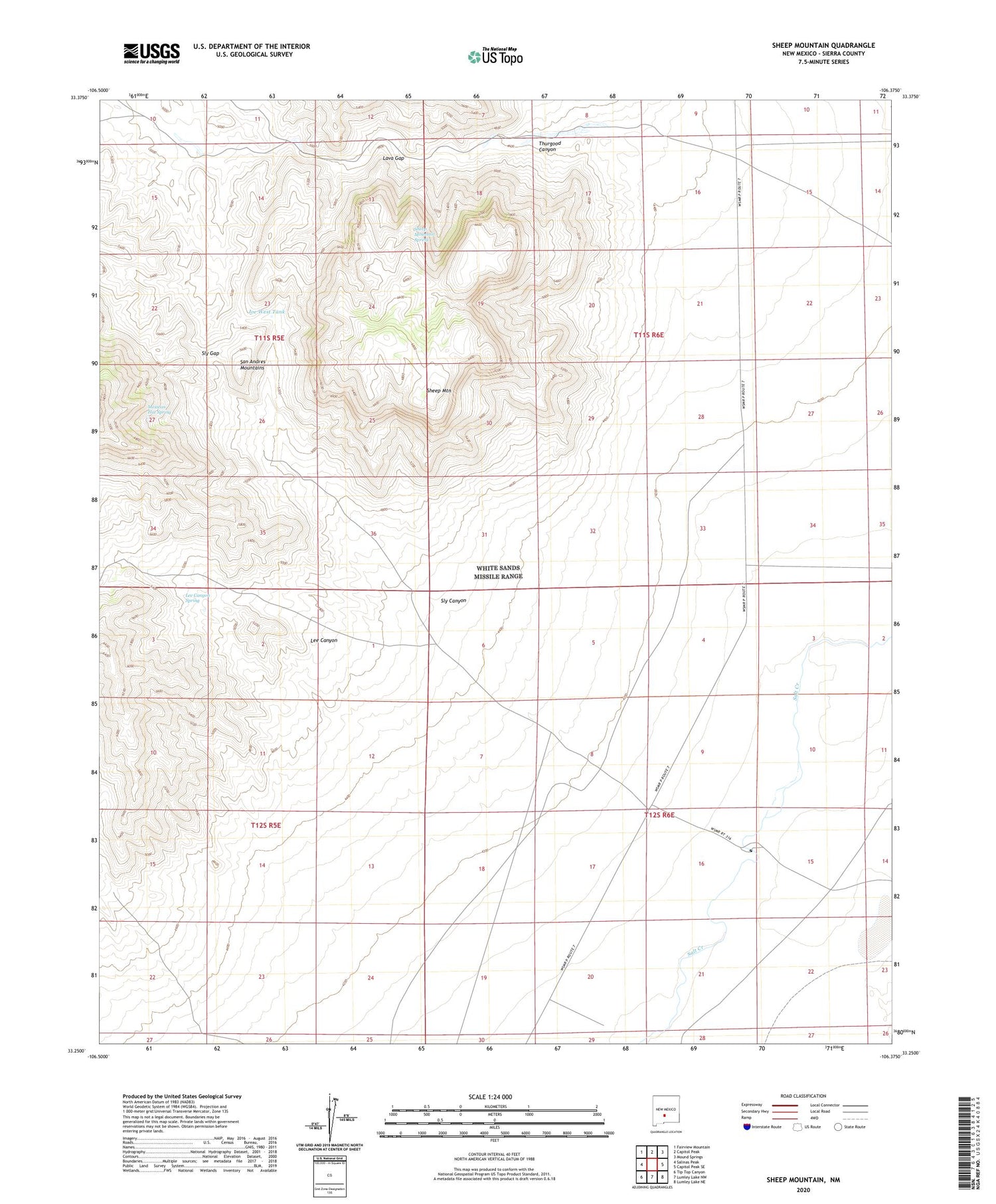 Sheep Mountain New Mexico US Topo Map Image