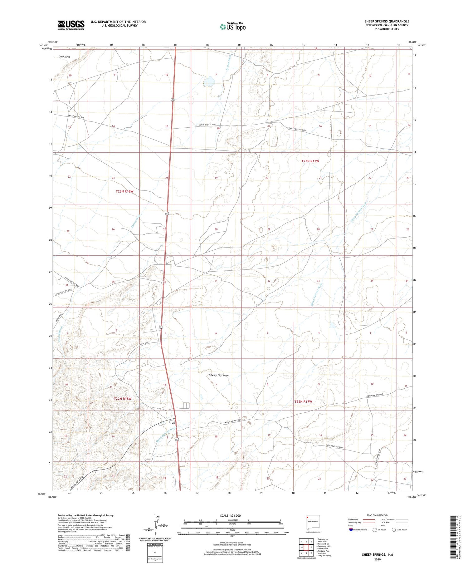 Sheep Springs New Mexico US Topo Map Image