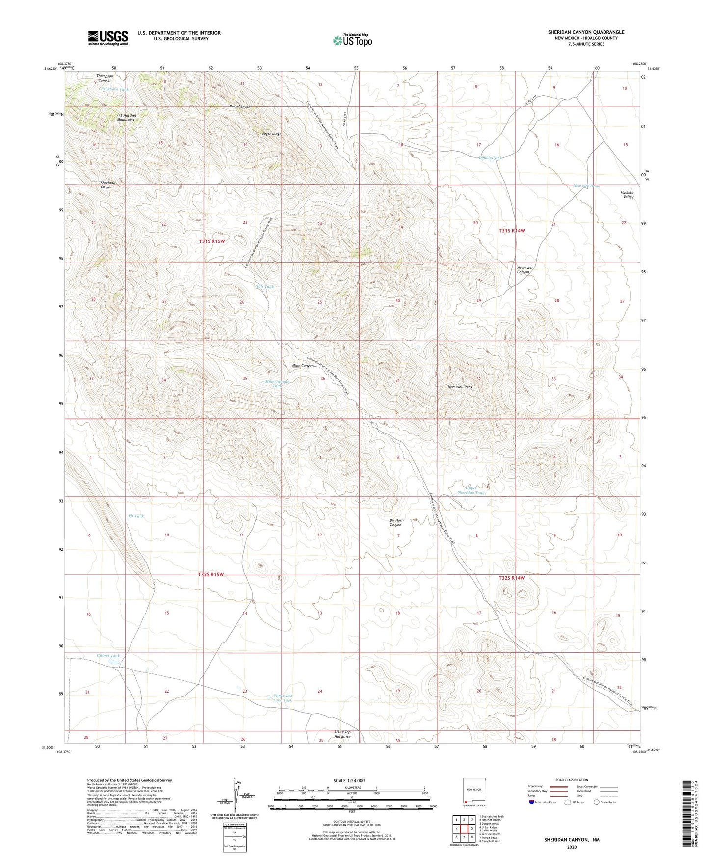 Sheridan Canyon New Mexico US Topo Map Image