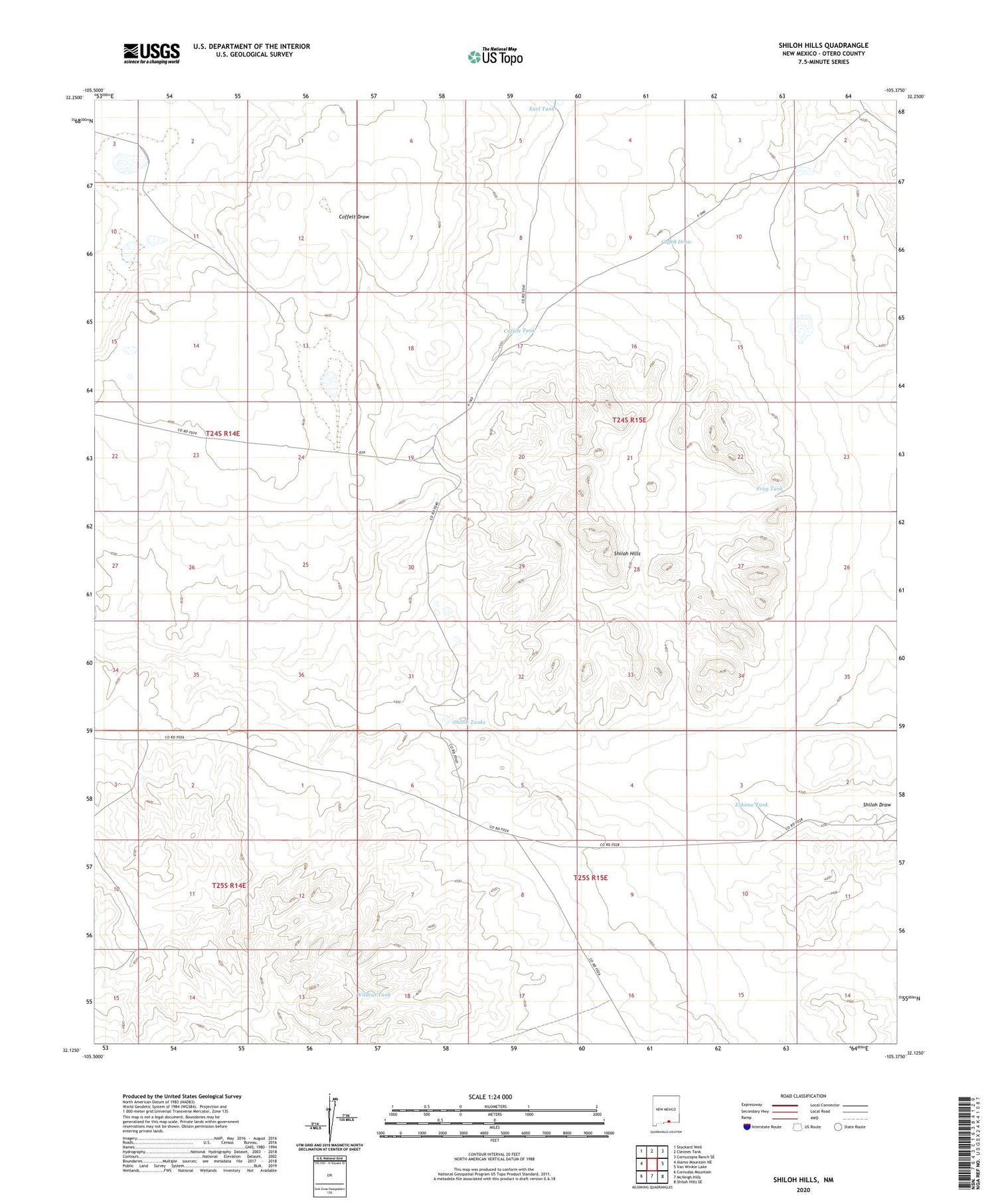Shiloh Hills New Mexico US Topo Map Image