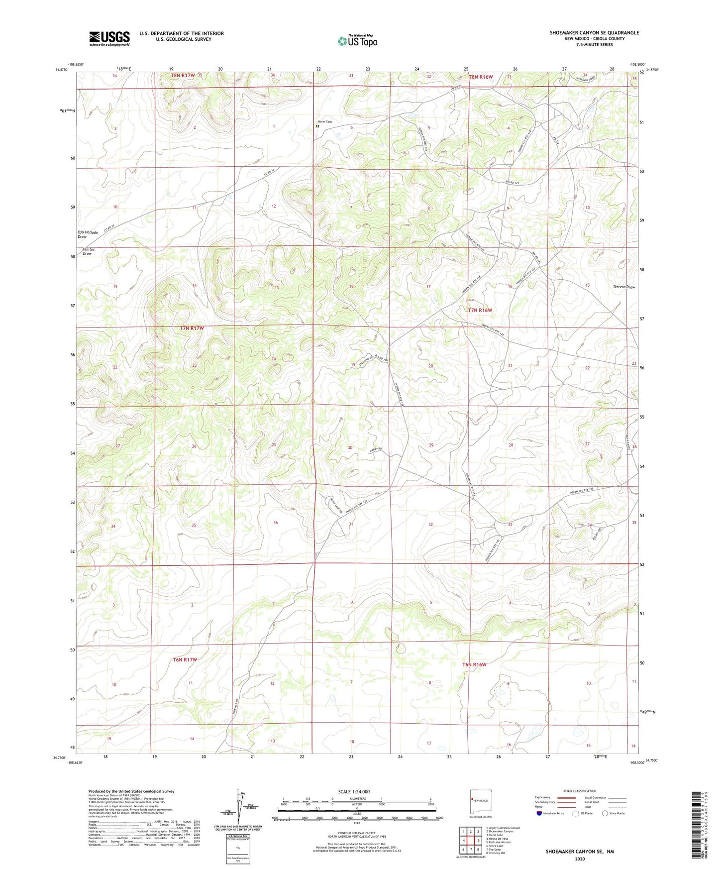 Shoemaker Canyon SE New Mexico US Topo Map Image