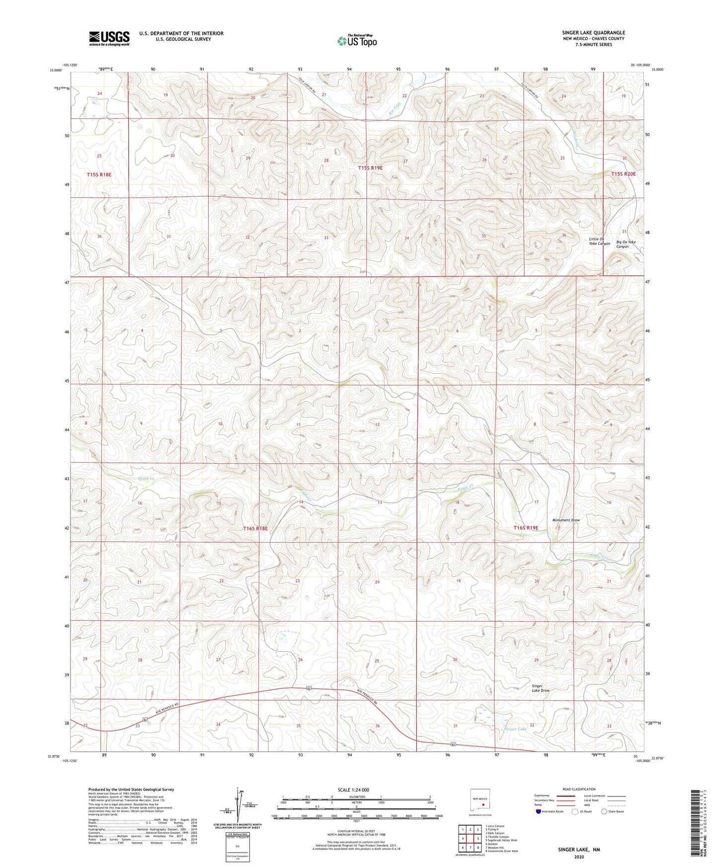 Singer Lake New Mexico US Topo Map Image